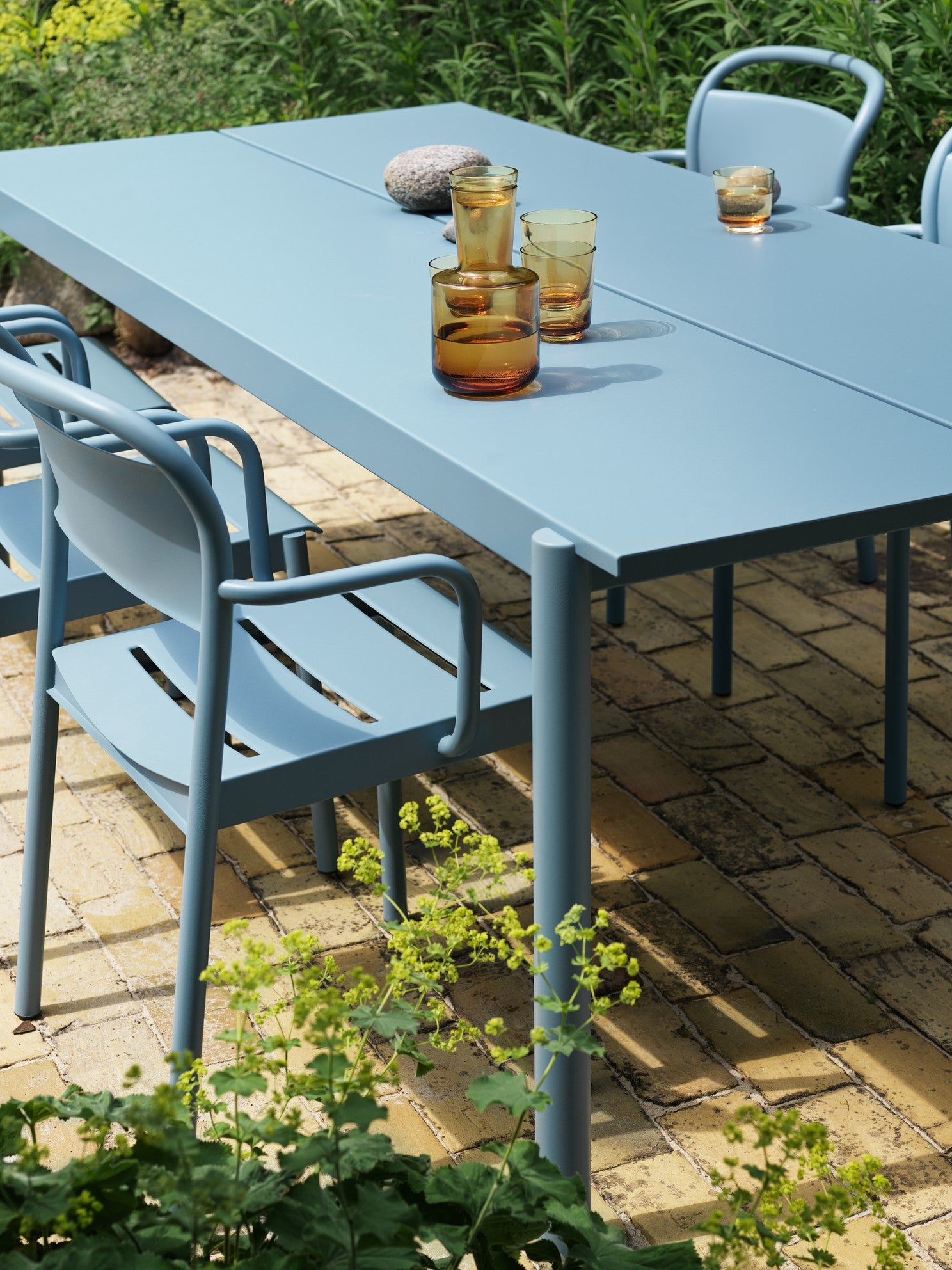LINEAR blue steel armchair outdoor [Amelia]