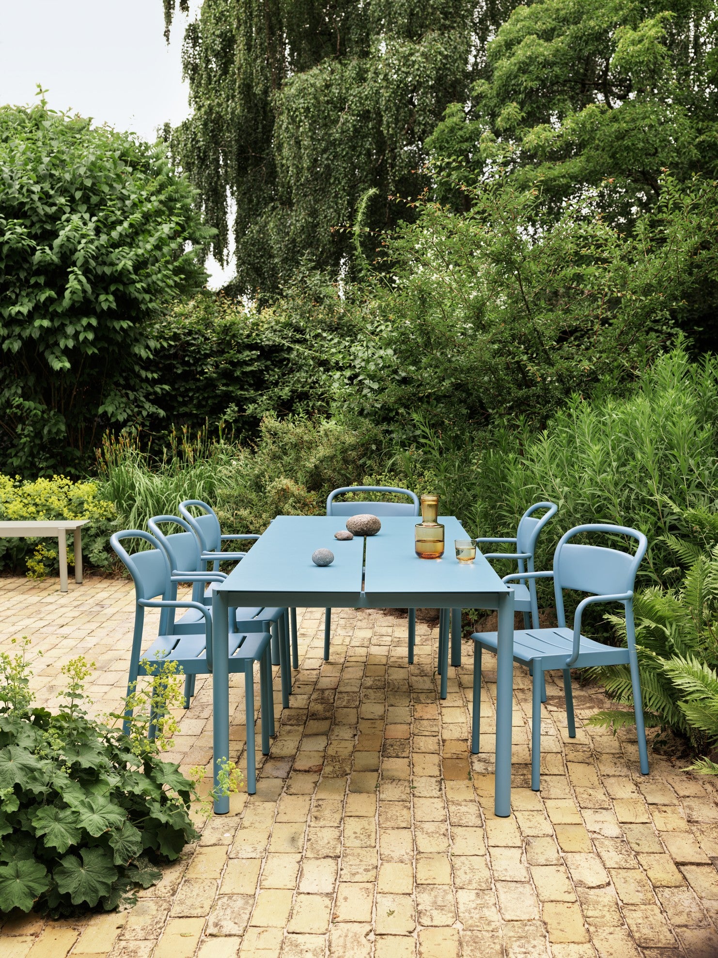 LINEAR blue steel armchair outdoor [Amelia]