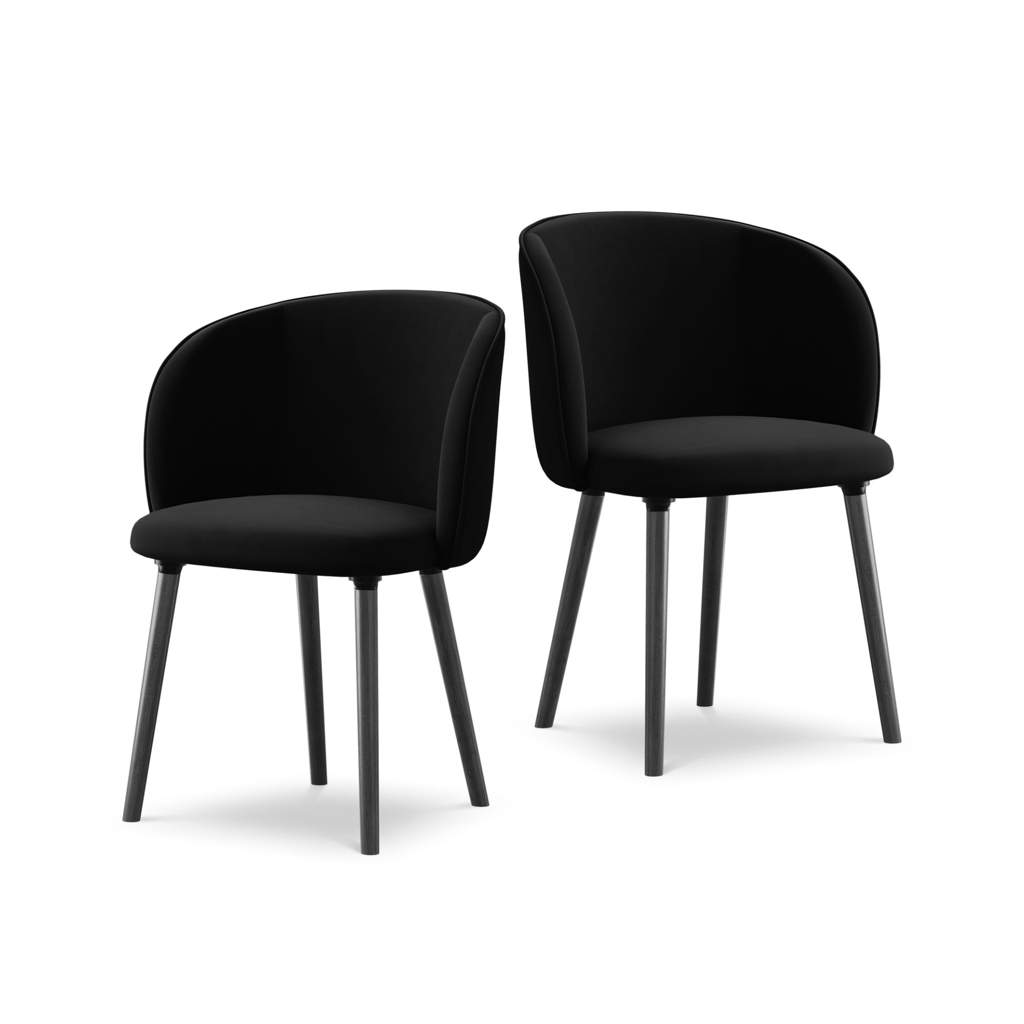 Krzesło aksamitne MAIA czarny z czarną dębową podstawą