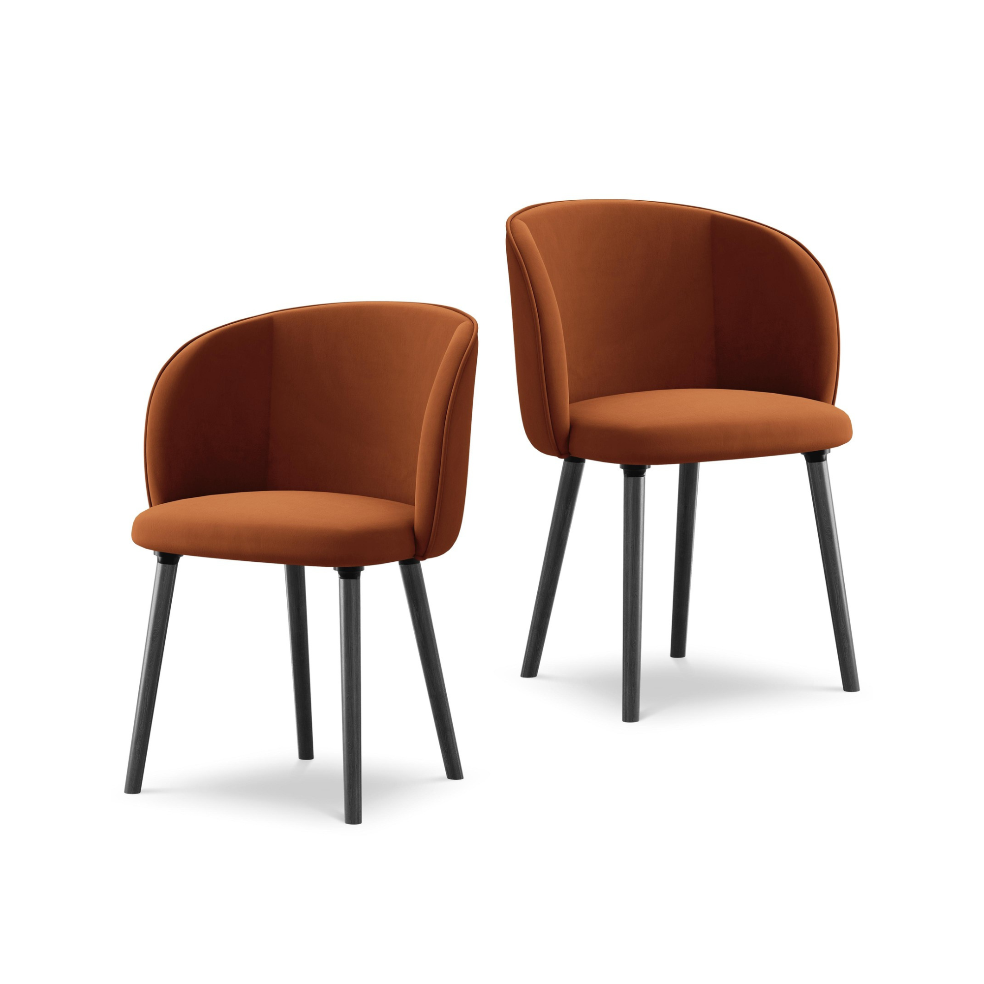 Krzesło aksamitne MAIA terakota z czarną dębową podstawą