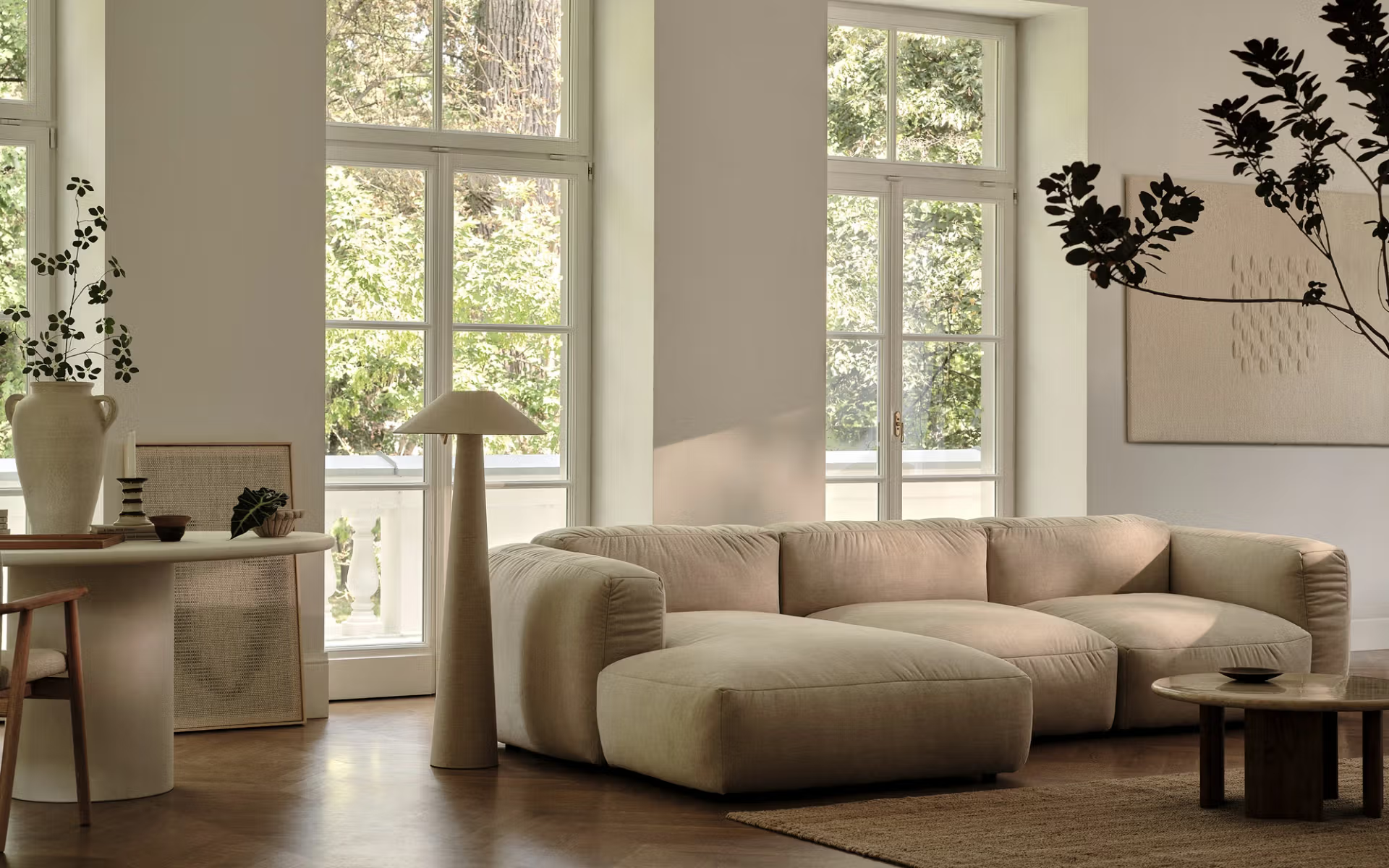 Sofa 4-osobowa MARTINA jasnobeżowy sztruks