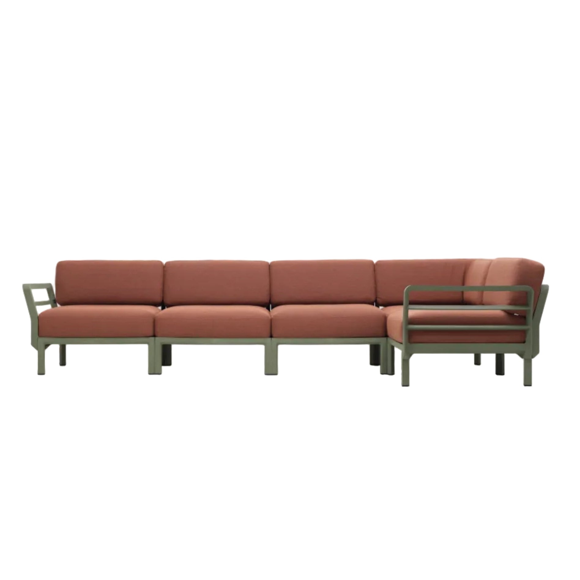MAXIMO 5 Modular Outdoor Corner Sofa in Cinnamon with Green Base