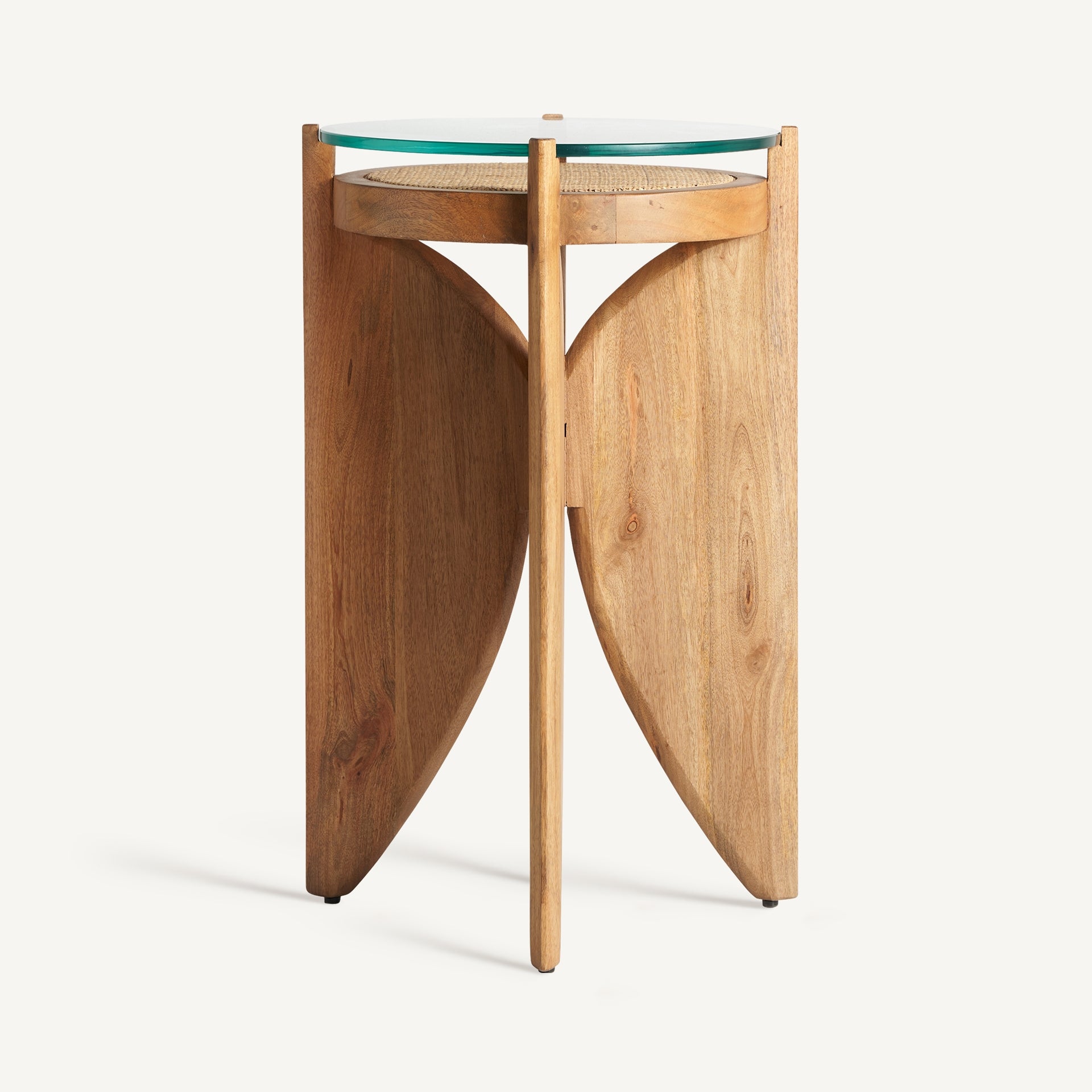 RIESA Side Table in Mango Wood with Glass Top