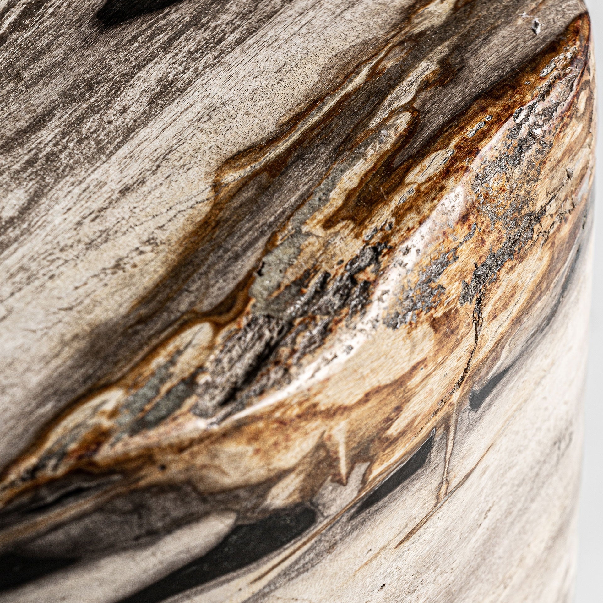 Beistelltisch TELTI aus braunem, versteinertem Holz