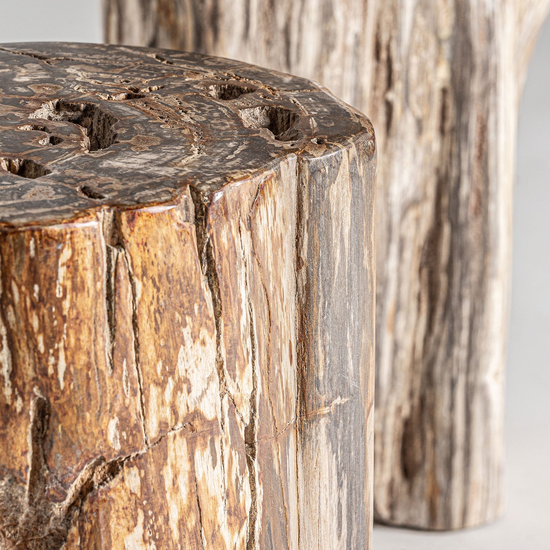 TELTI Side Table Brown Petrified Wood