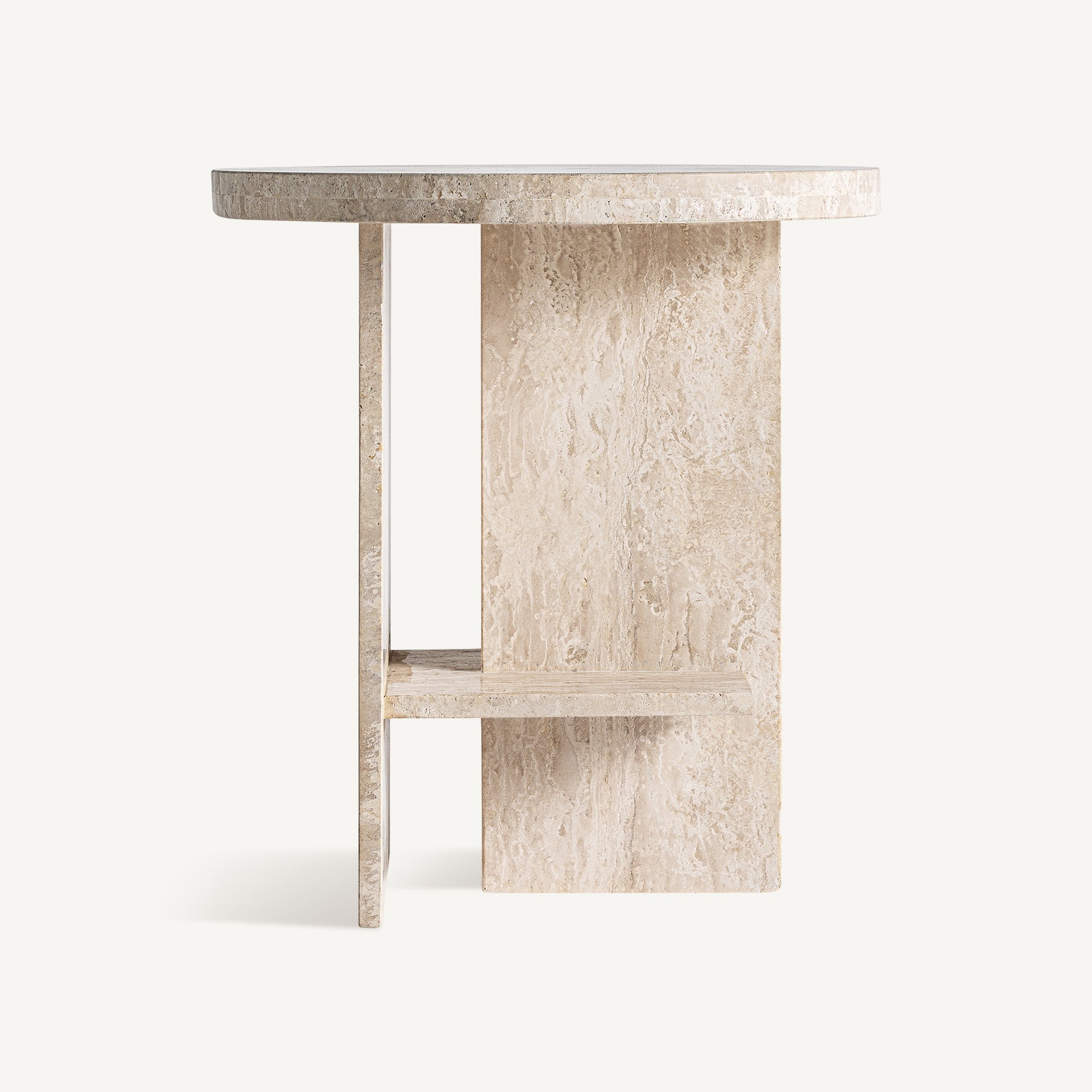 THIENNES Round Top Side Table Travertine