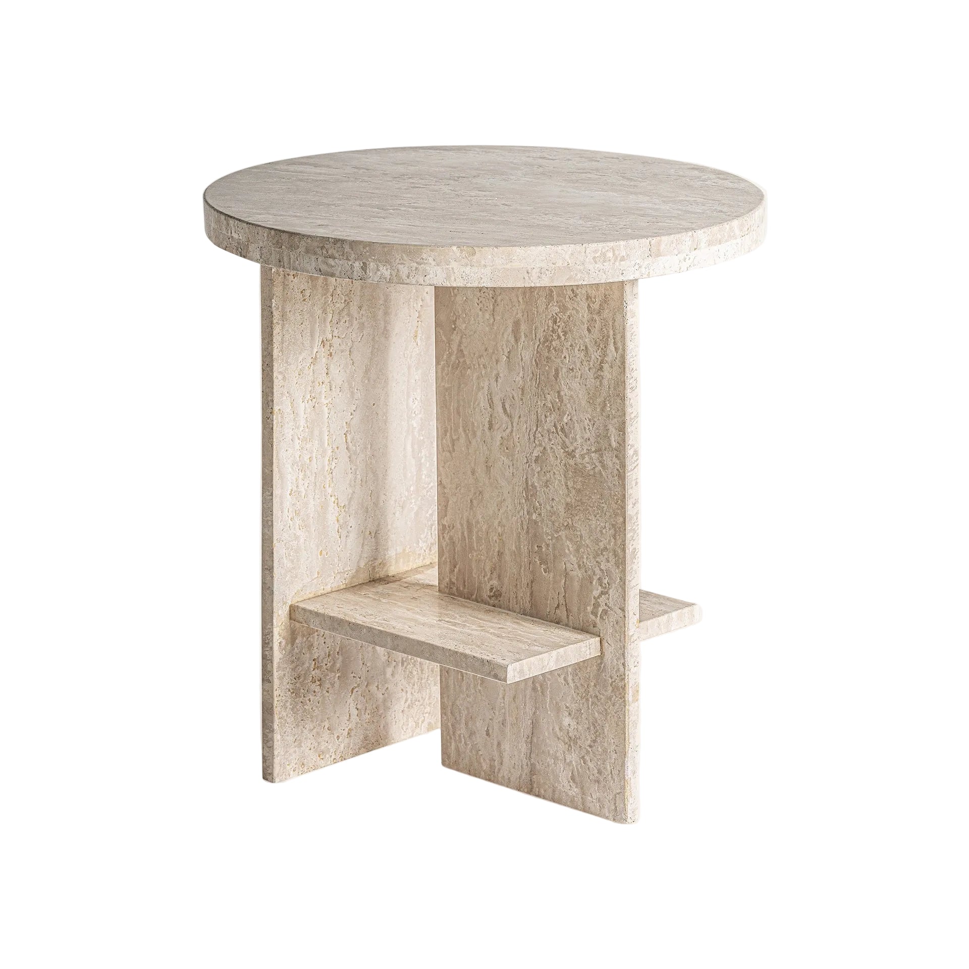 THIENNES Round Top Side Table Travertine
