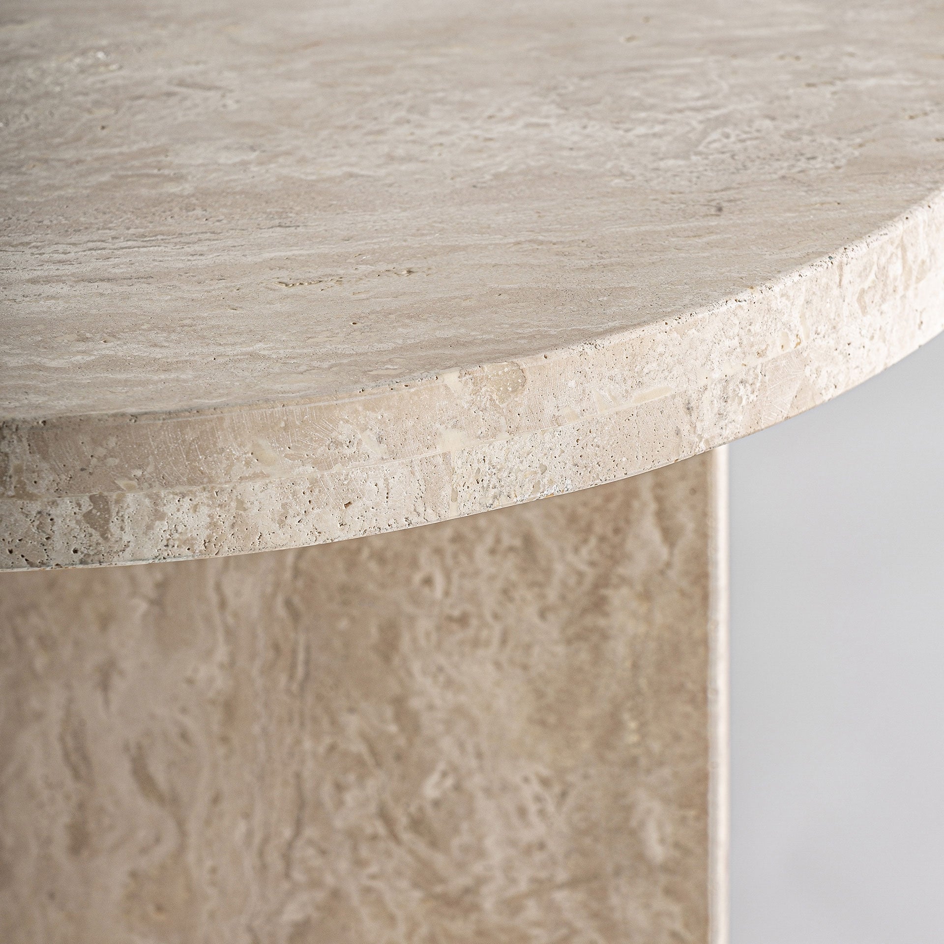 THIENNES Round Top Side Table Travertine