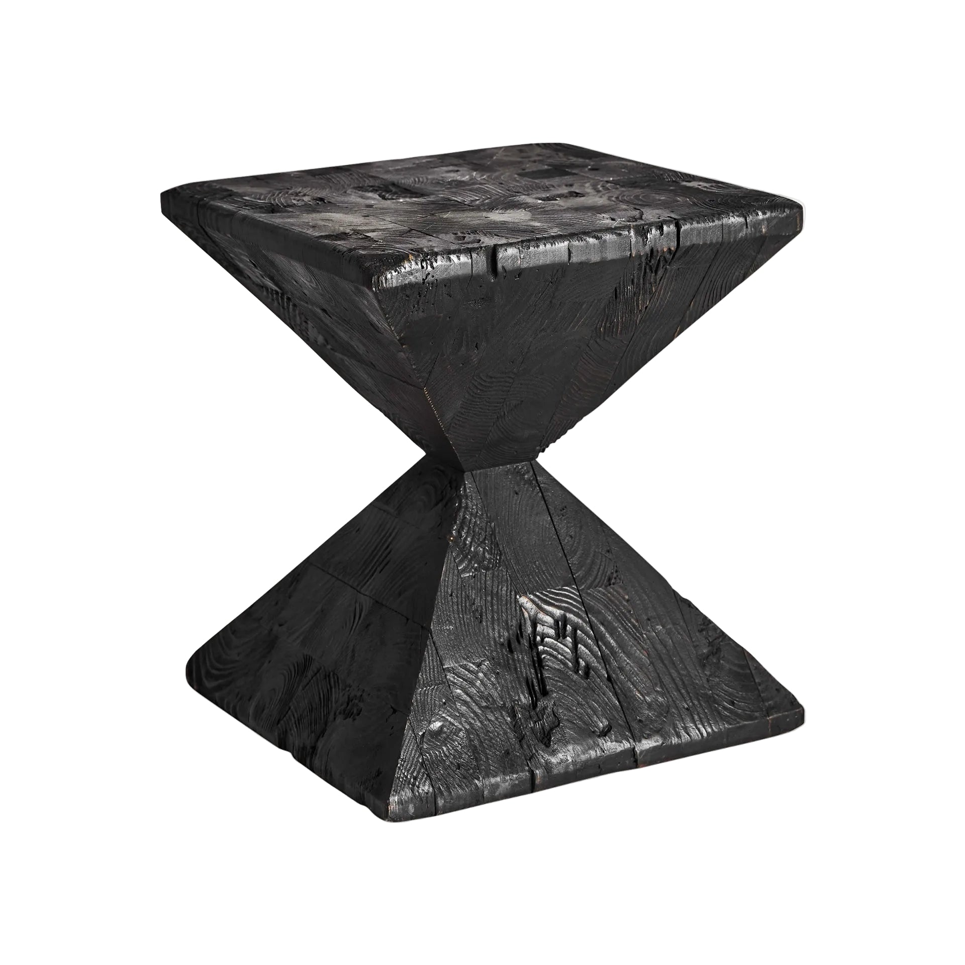 VIEVY Side Table in Recycled Black Pine Wood