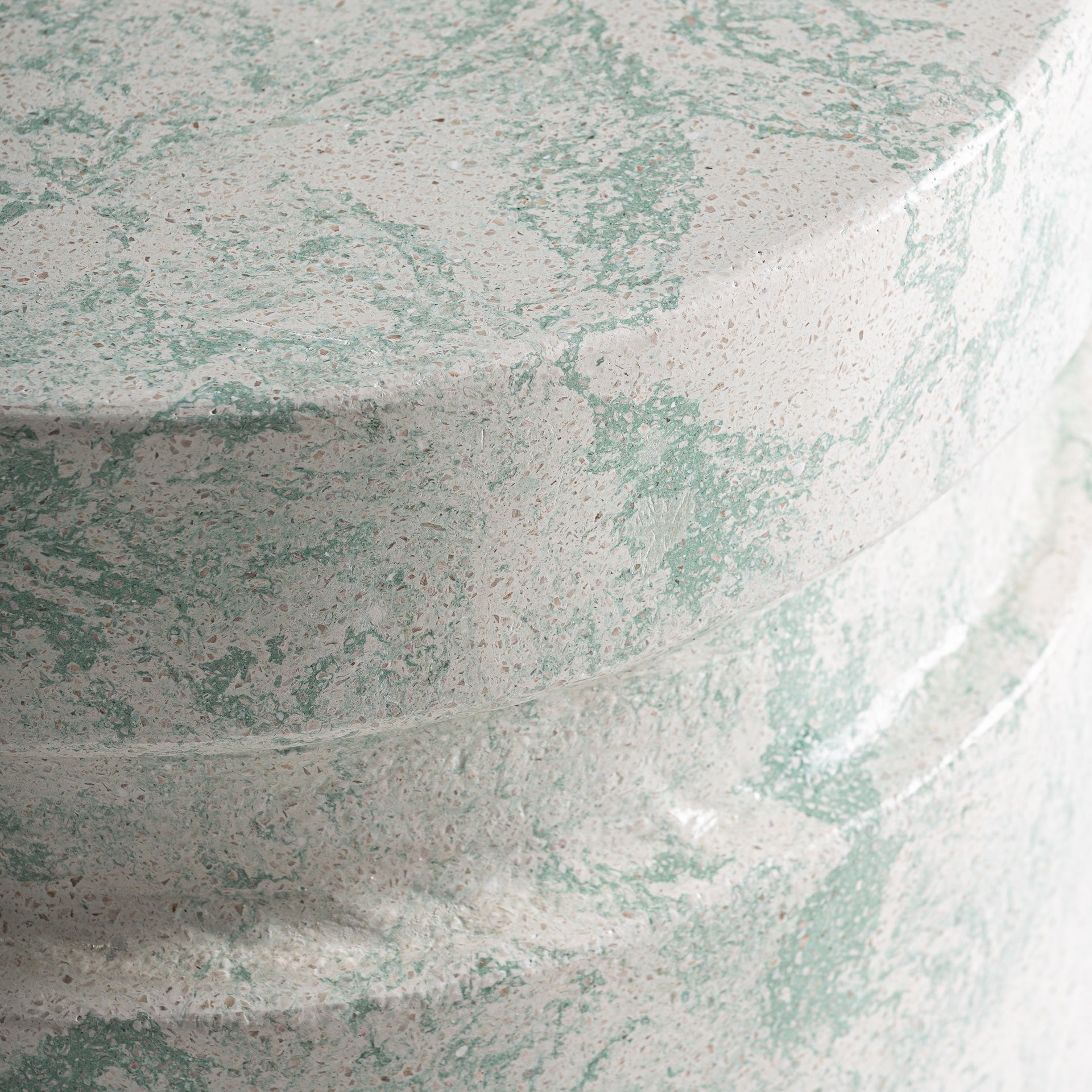 WATERN Cream Side Table with Green Terrazzo