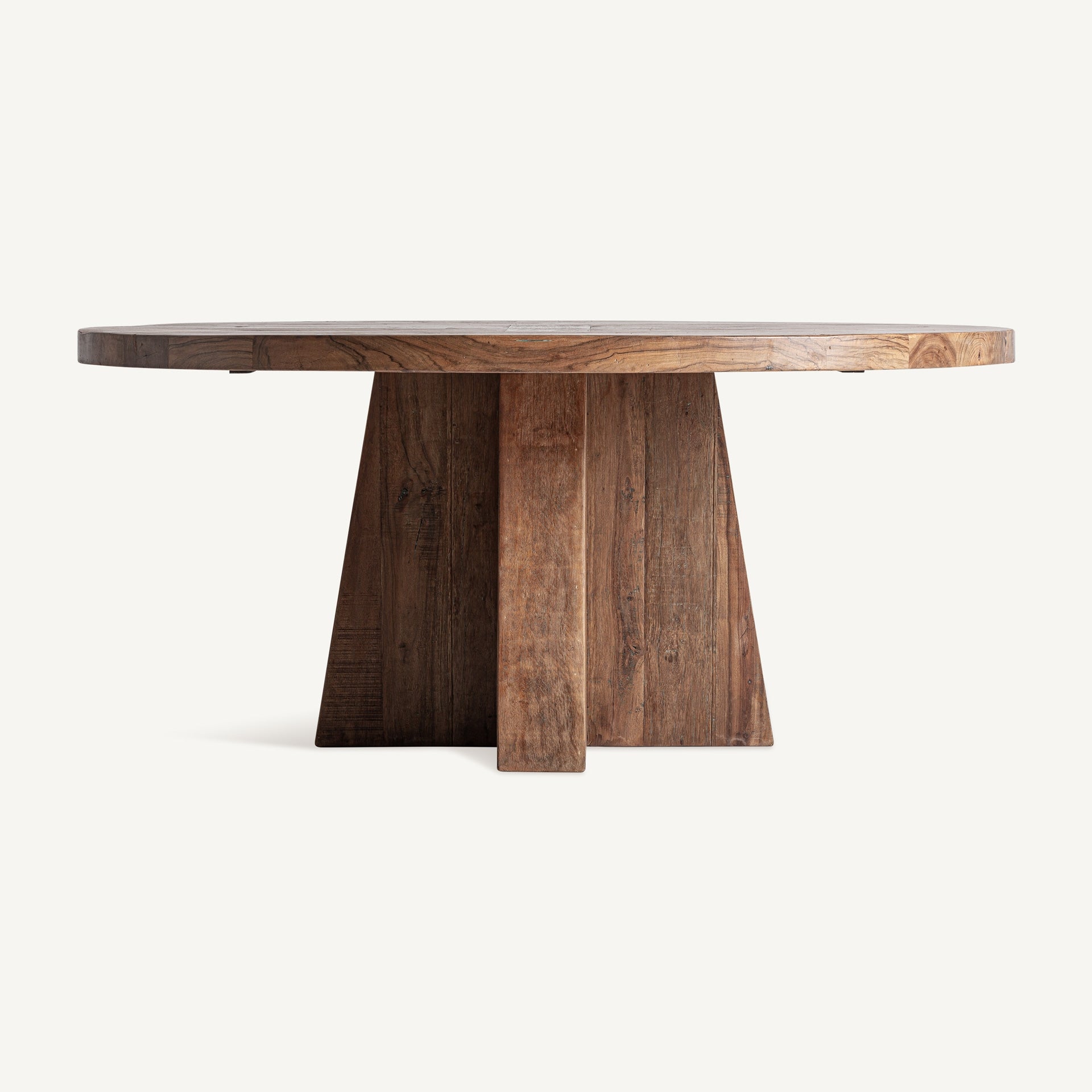 Runder Tisch BRUTALIST aus recyceltem Holz