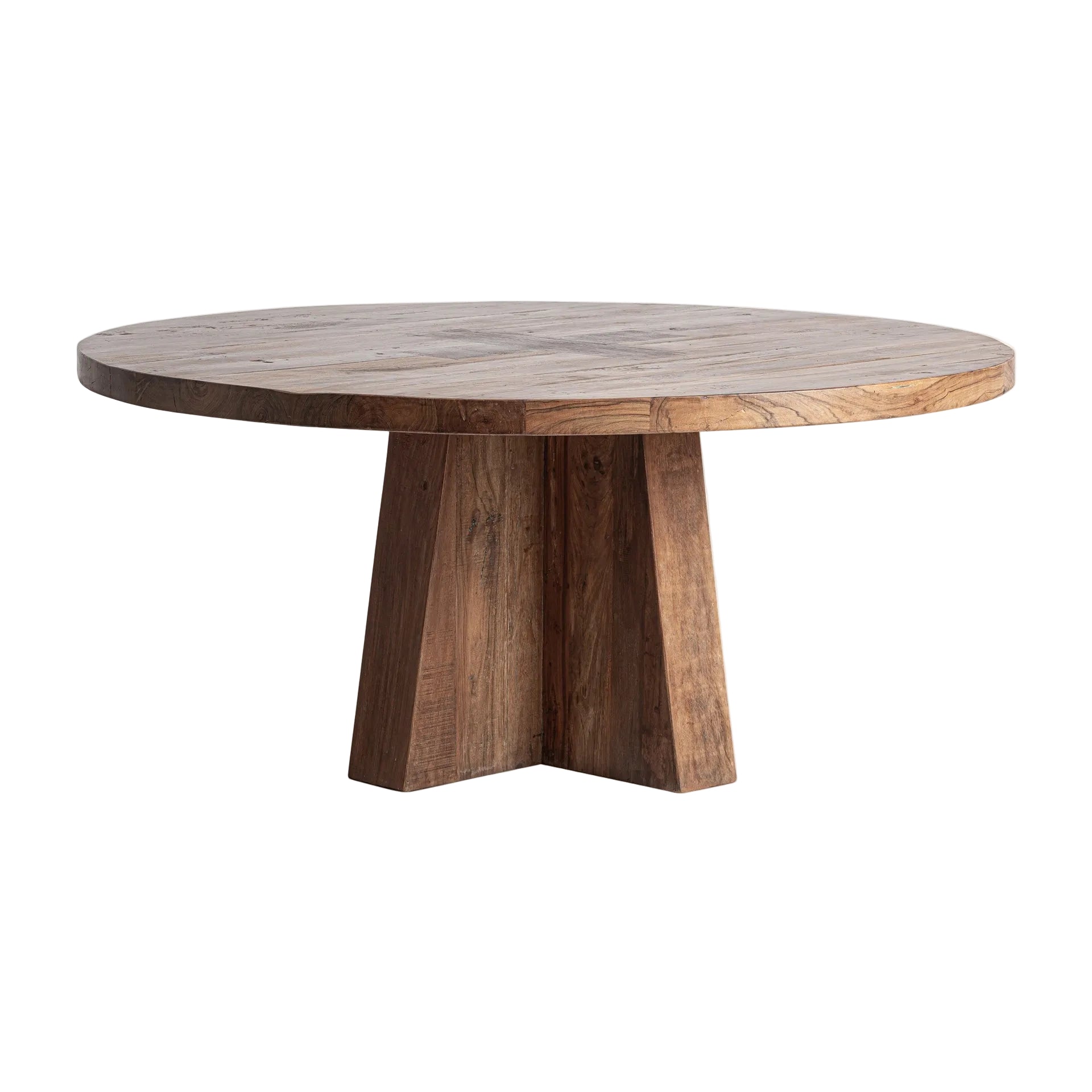 Runder Tisch BRUTALIST aus recyceltem Holz