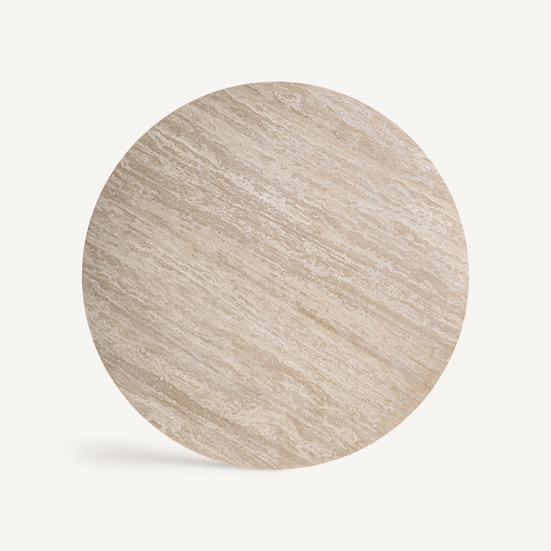 Round Table LAIZE with Travertine Top and Steel Base