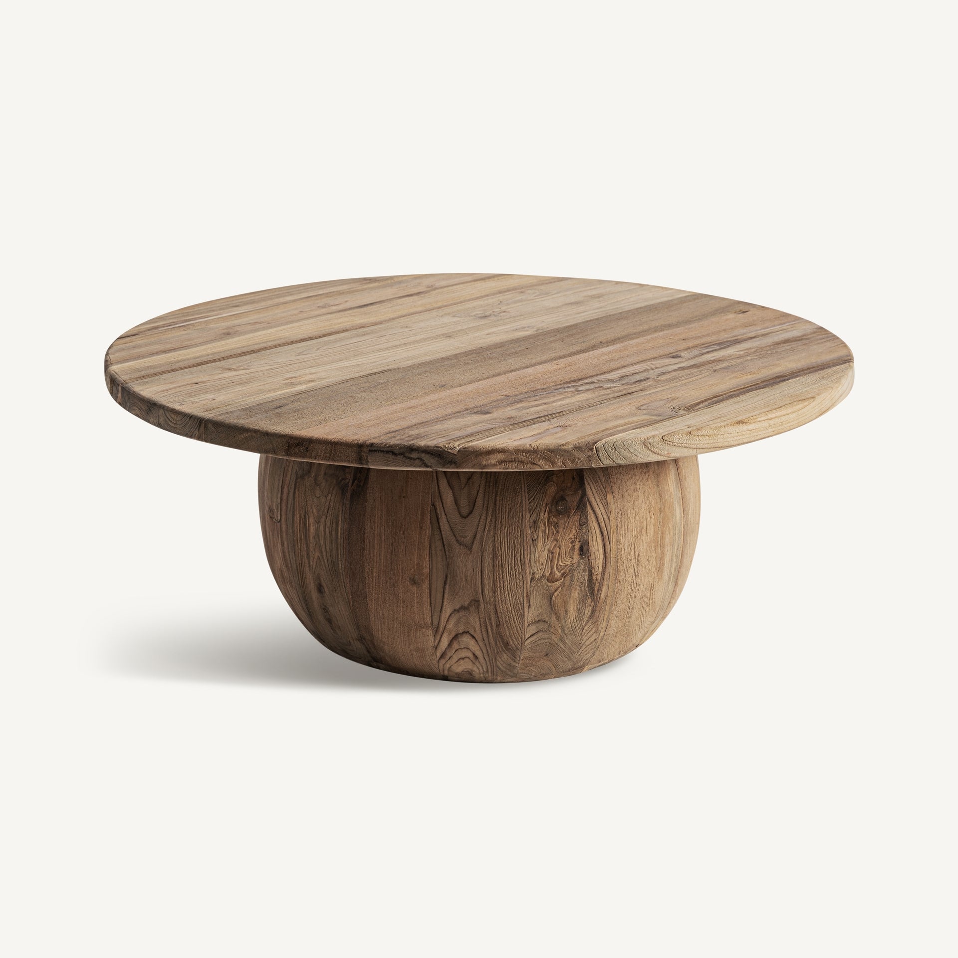 Runder Couchtisch ERLOY aus recyceltem Teakholz