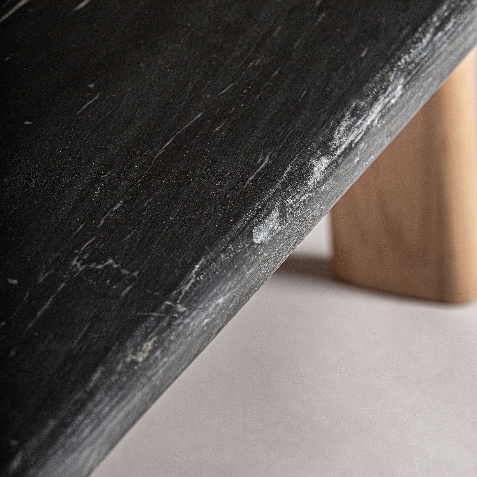 NARA Coffee Table in Oak Wood with Black Marble Top
