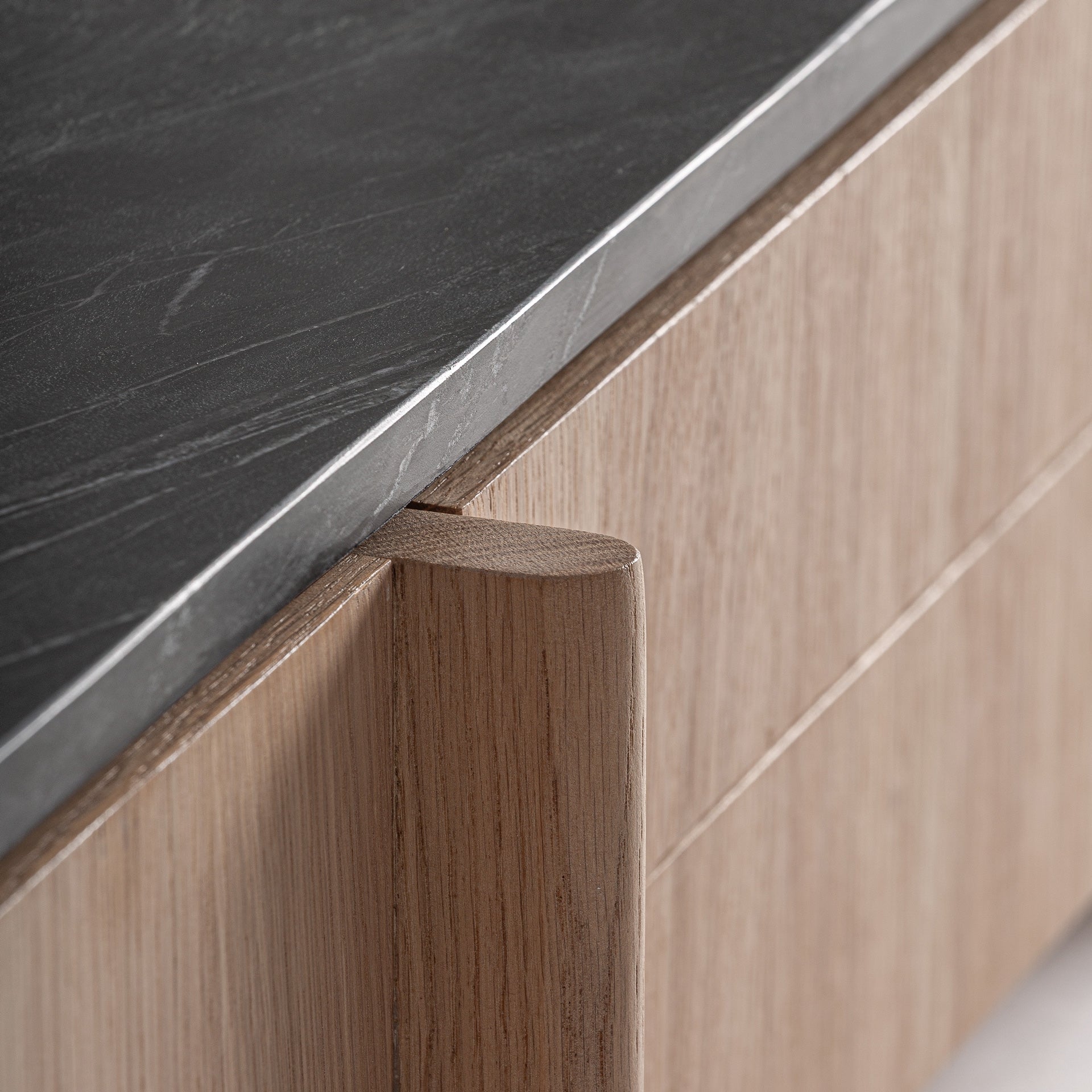 NARA TV Cabinet in Oak Wood with Marble Top