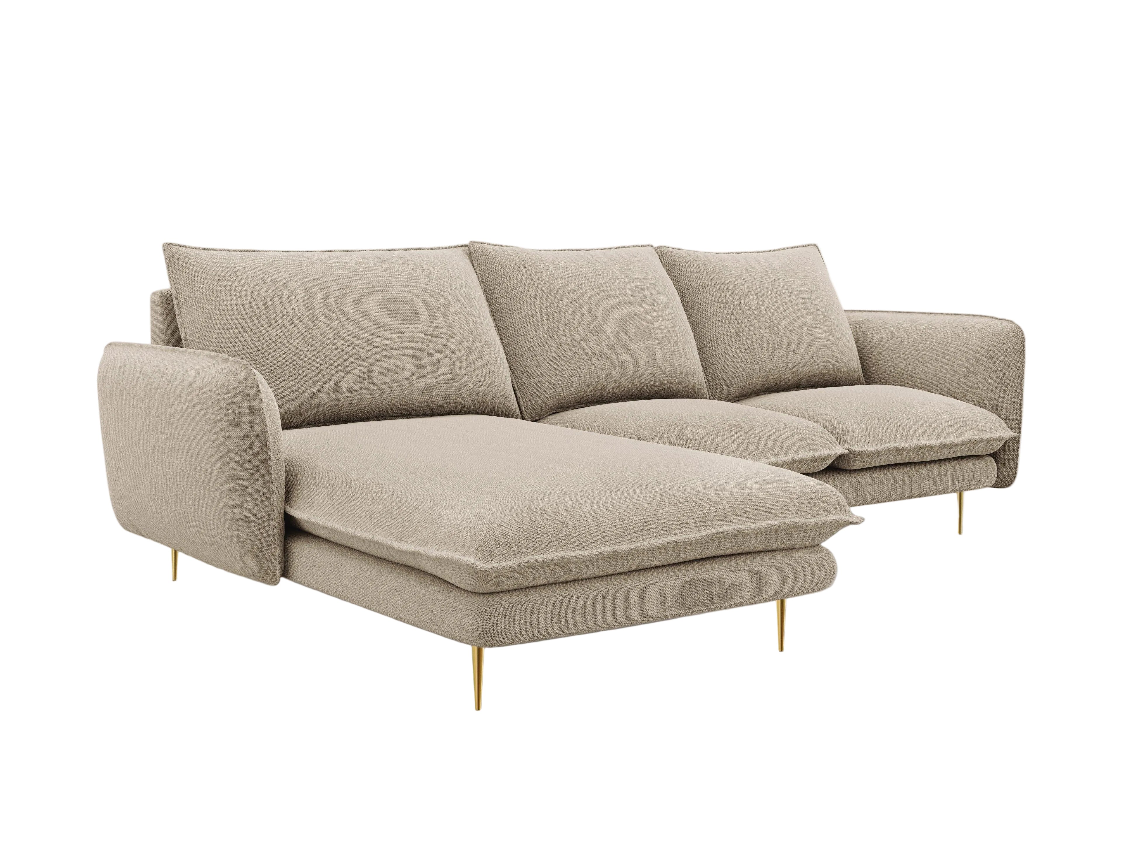 Narożnik lewostronny VIENNA beżowy ze złotą podstawą Cosmopolitan Design    Eye on Design