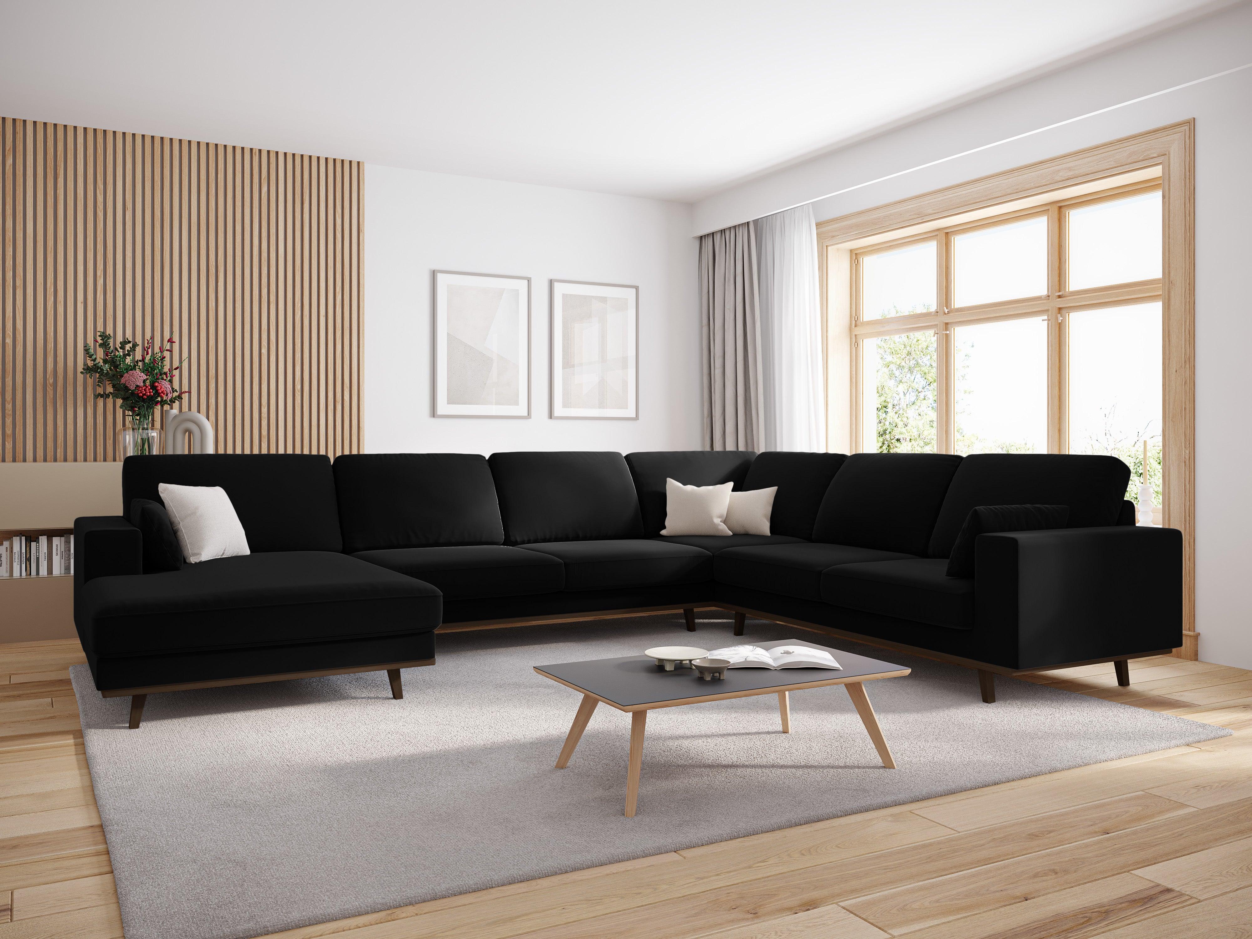 Narożnik prawostronny aksamitny panoramiczny HEBE czarny Mazzini Sofas    Eye on Design