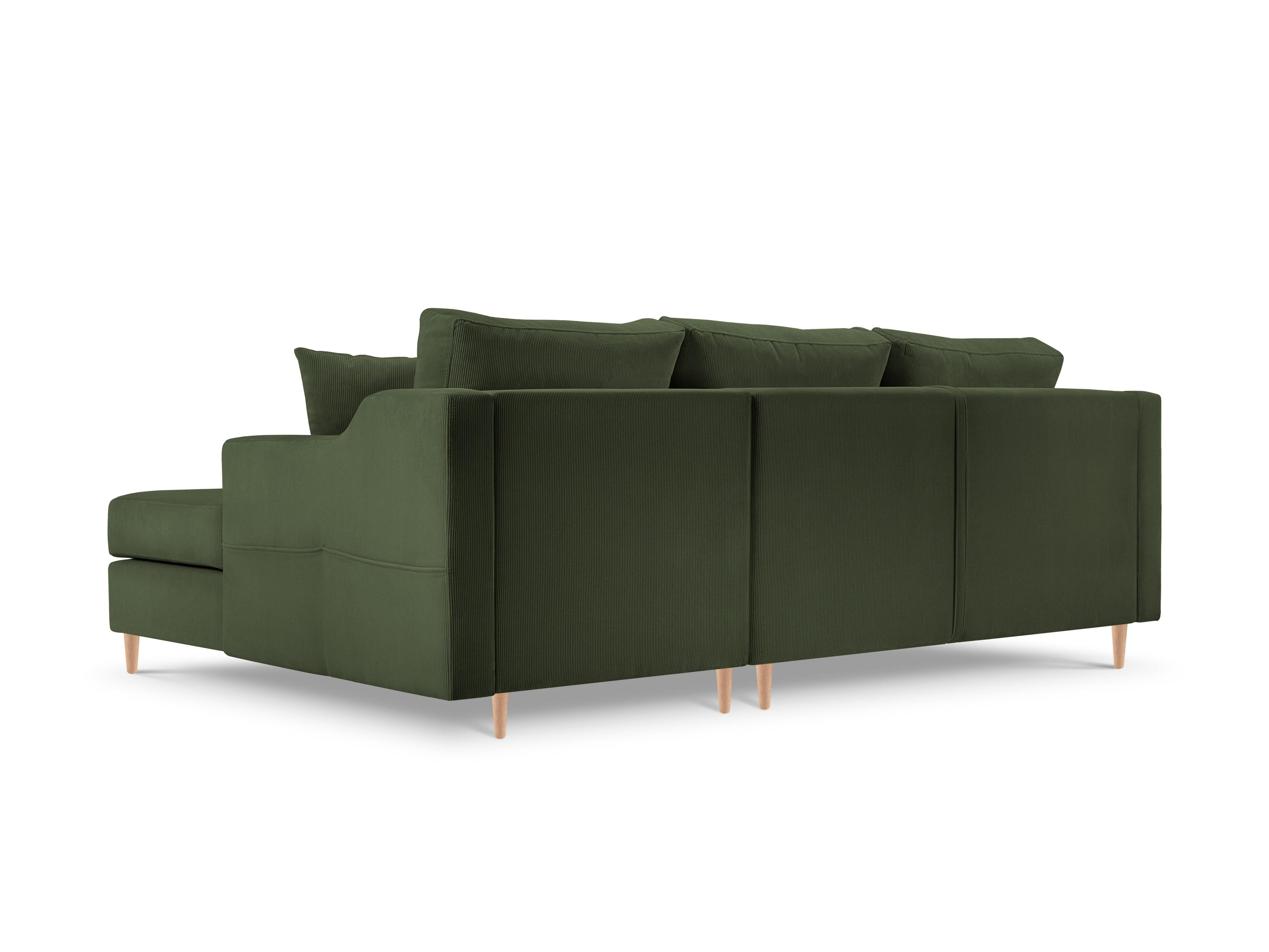 Narożnik prawostronny sztruksowy z funkcją spania ROSE butelkowa zieleń Mazzini Sofas    Eye on Design