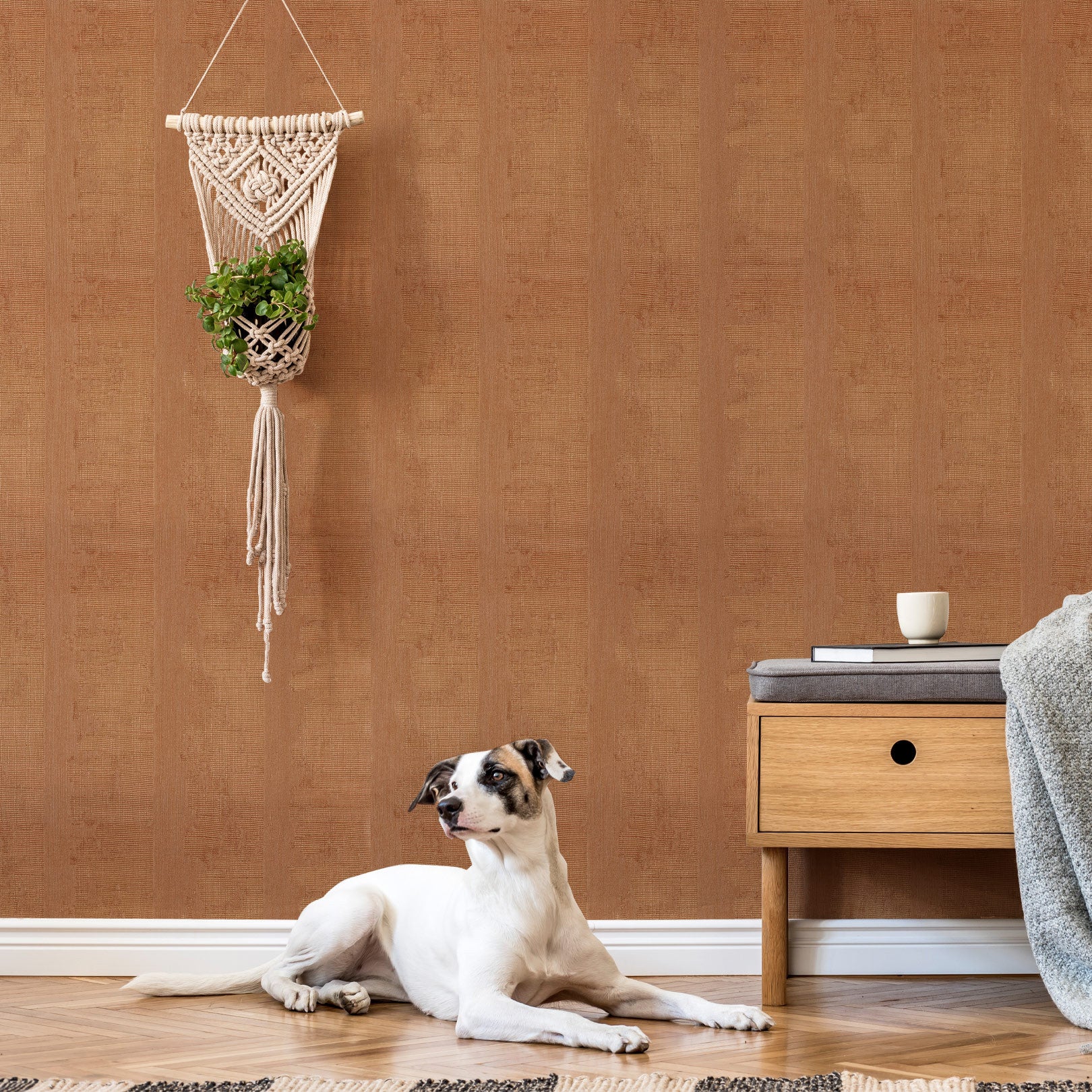 Tapeta strukturalna z metalicznymi refleksami NÉRIKOMI - CUIVRE miedziany