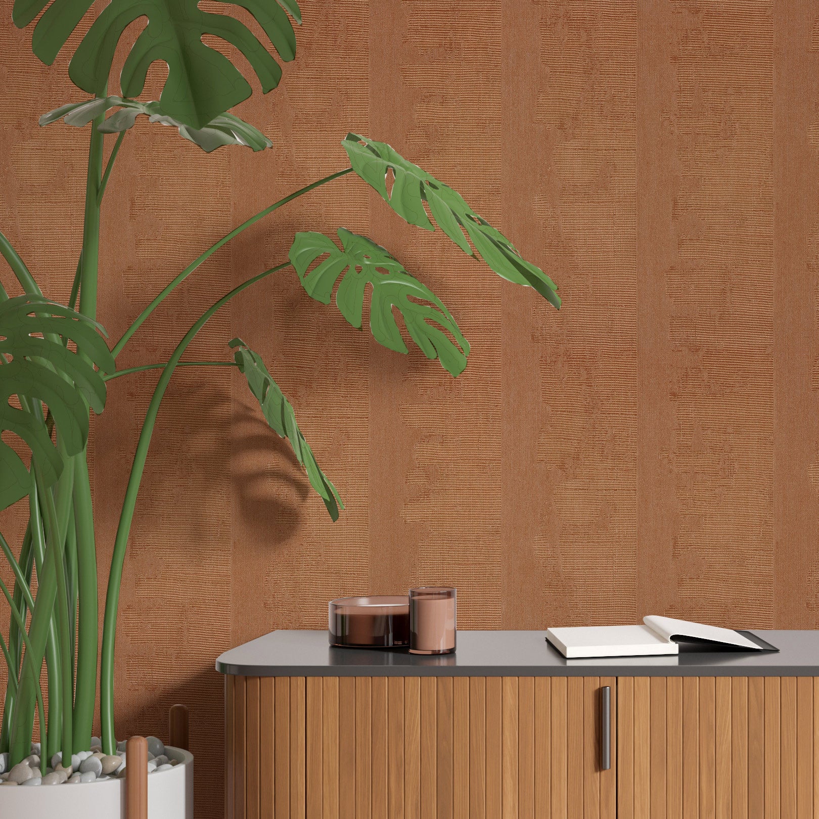 Tapeta strukturalna z metalicznymi refleksami NÉRIKOMI - CUIVRE miedziany