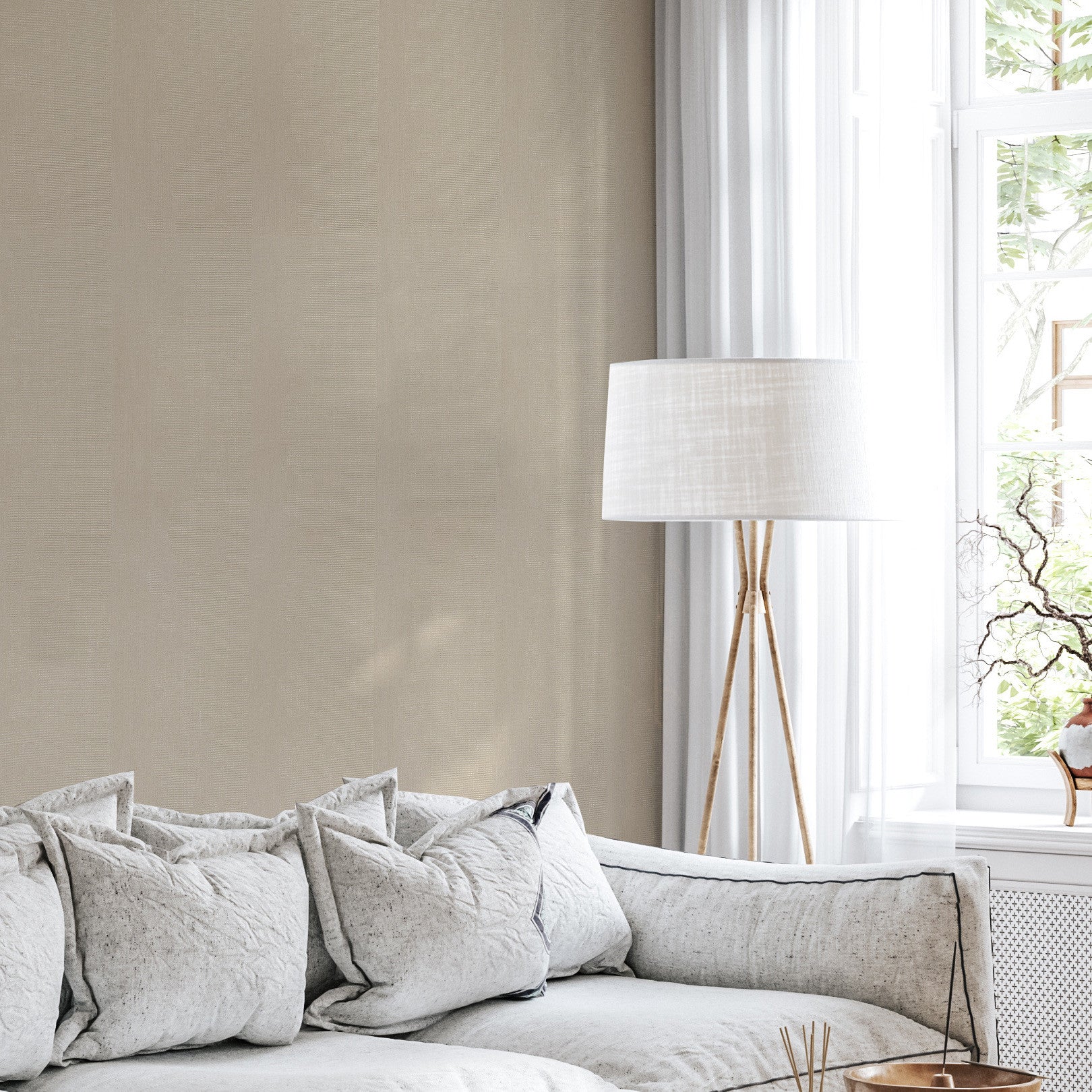 Strukturierte Tapete mit metallischen Reflexen NÉRIKOMI - ARGENT beige