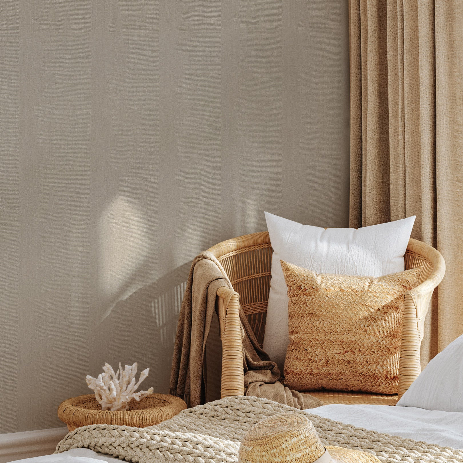 Strukturierte Tapete mit metallischen Reflexen NÉRIKOMI - ARGENT beige