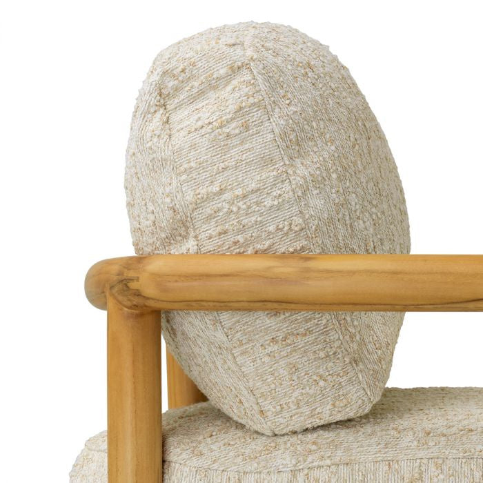 Fotel zewnętrzny OMBRIA kremowy z drewnianą podstawą