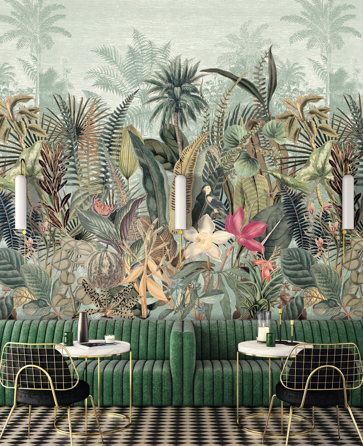 Wandbild mit Pflanzenmotiv DAINTREE - CELADON/KAKI seledin mit khaki