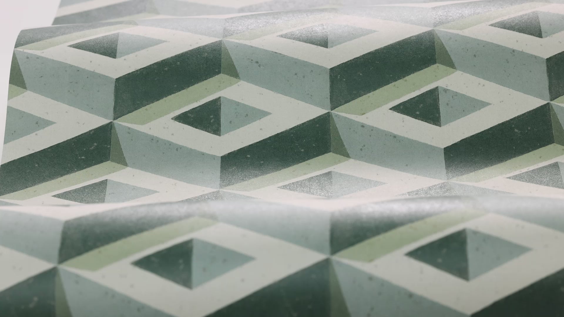 Wandbild mit geometrischem 3D-Motiv BOXEN grün