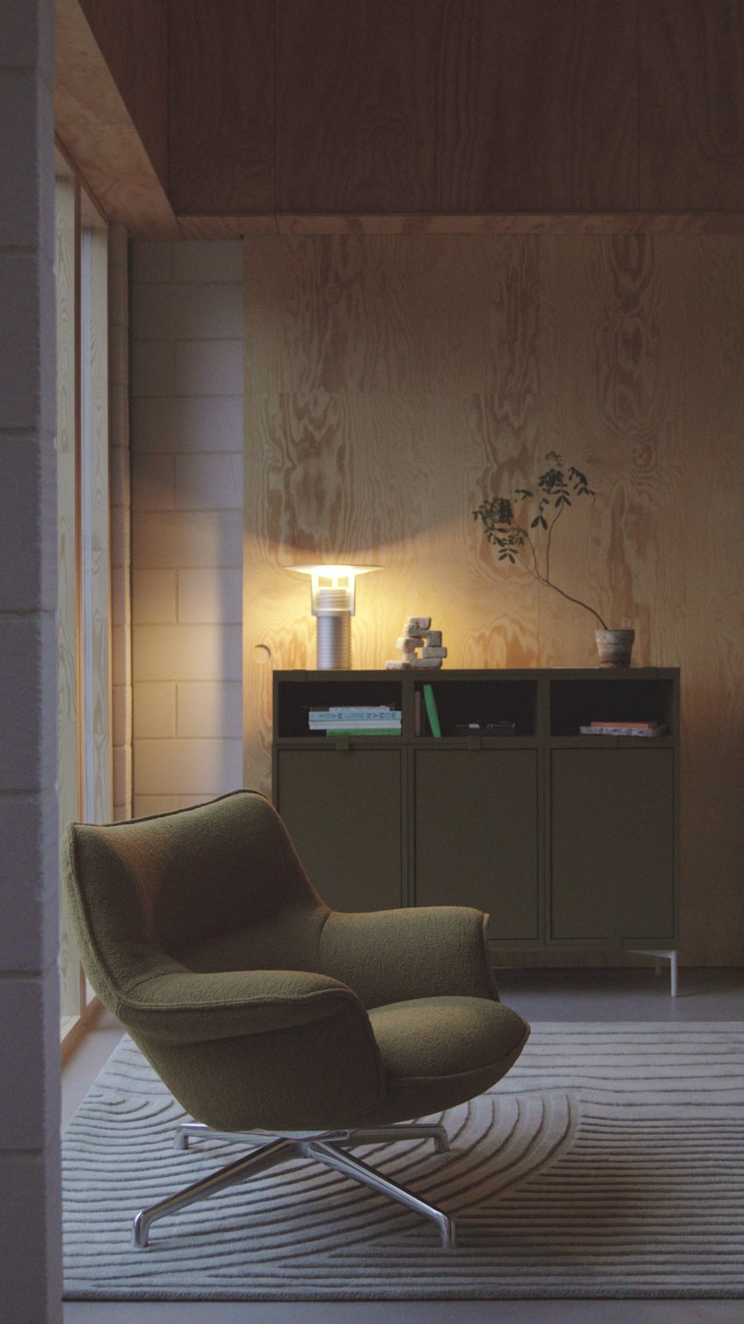 DOZE Beige Swivel Armchair with Light Gray Base