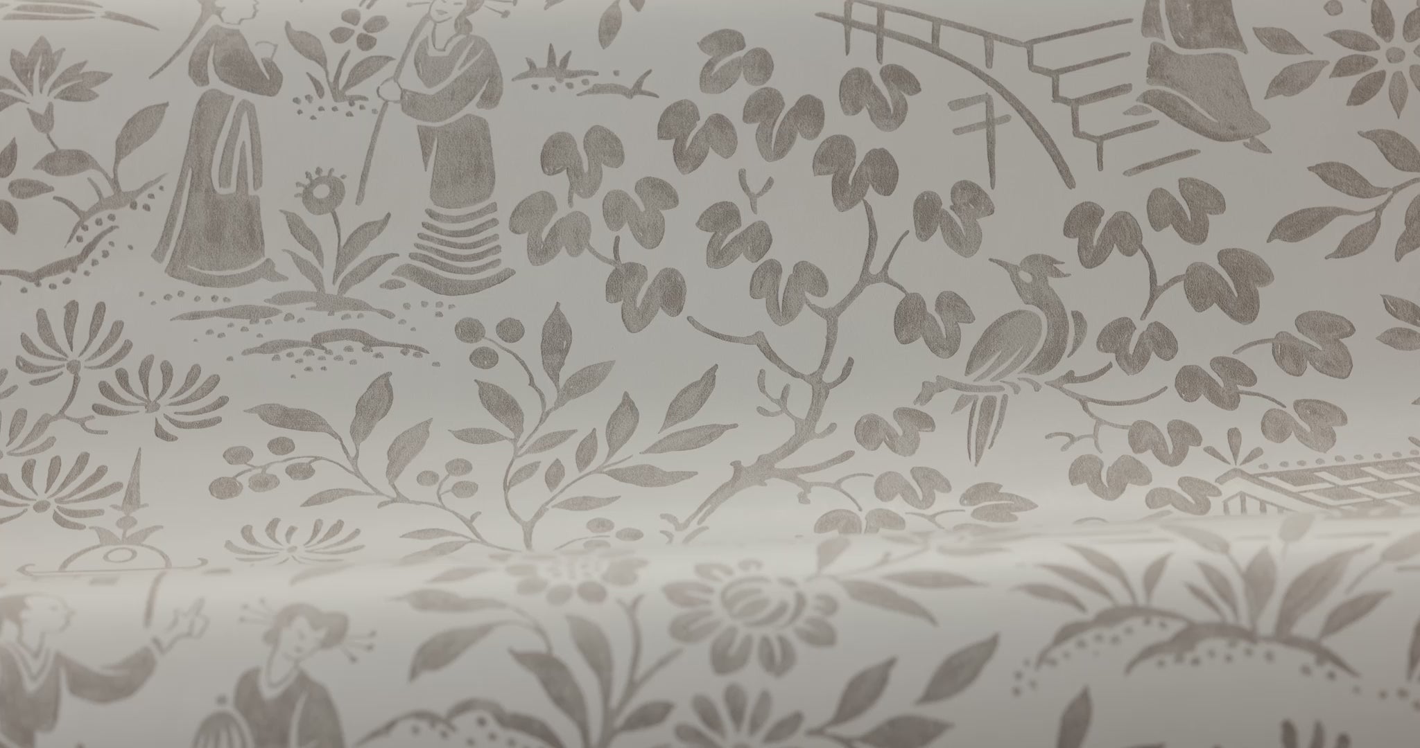 Tapeta flizelinowa papierowa z motywem orientalnym ORIENTAL GARDEN beżowy z brązowym