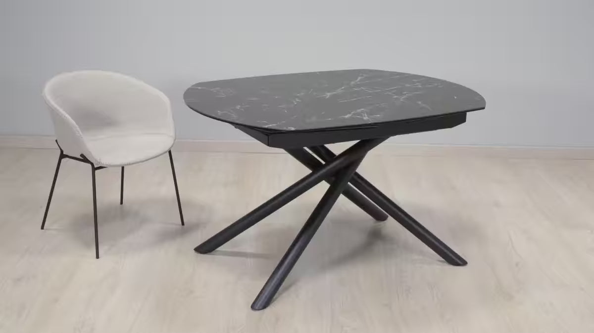 Stół rozkładany YODALIA biały ze szklanym blatem