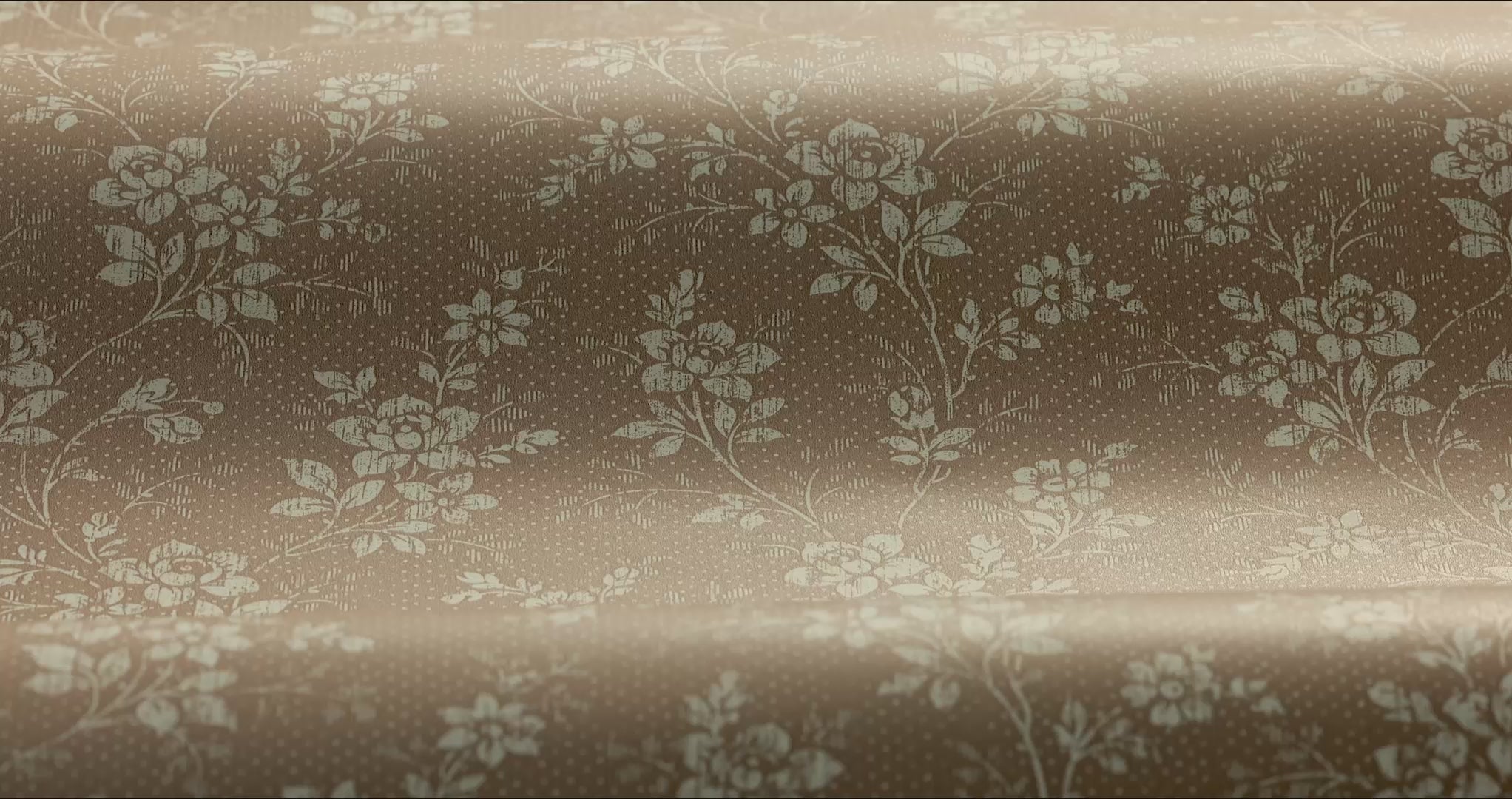 Brown HIP ROSE floral pattern wallpaper with beige