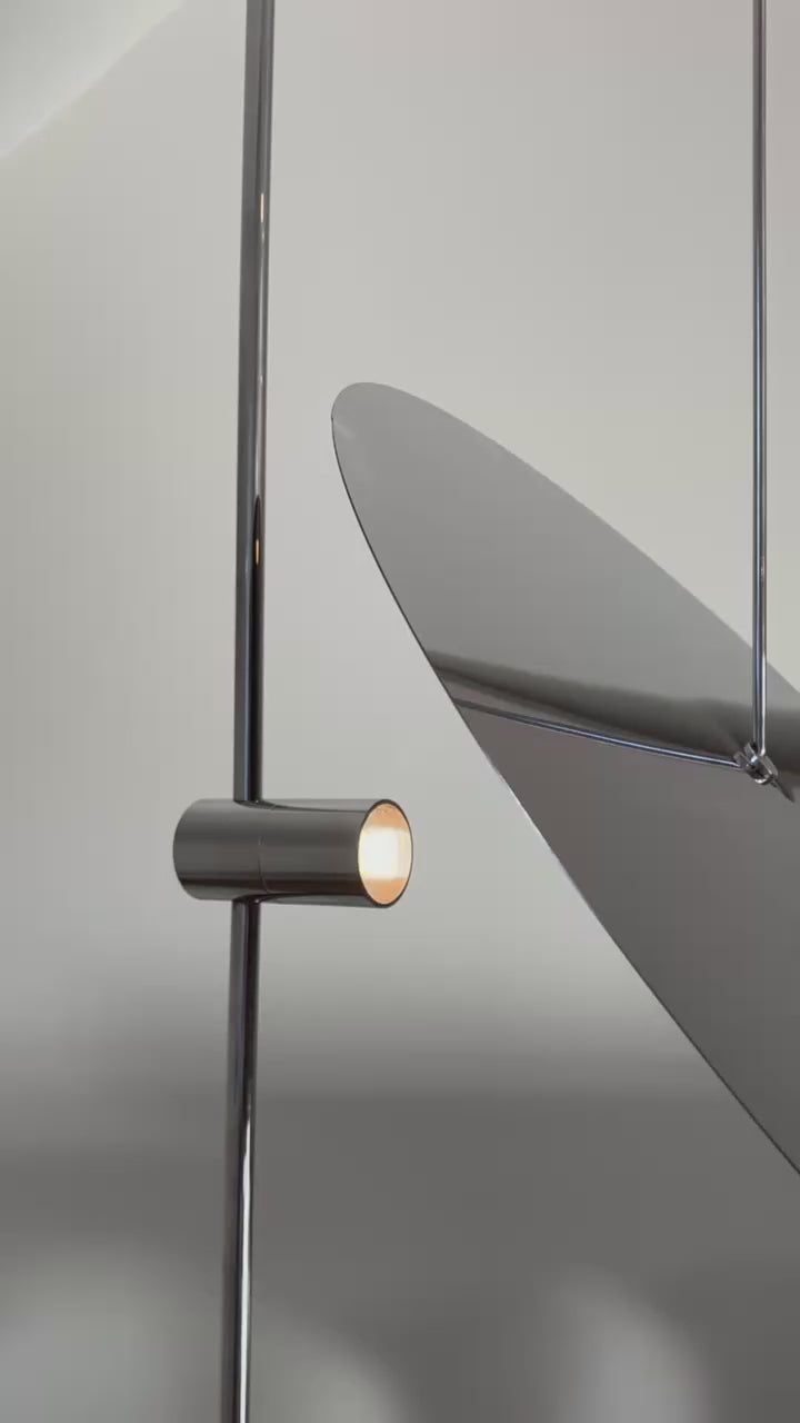 MOON floor lamp in chrome and travertine