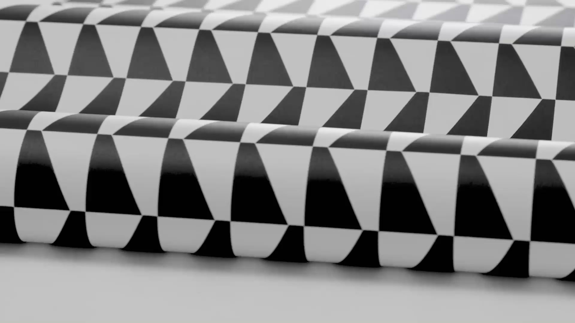 Non-woven paper wallpaper with geometric TRAPEZ pattern in black and white