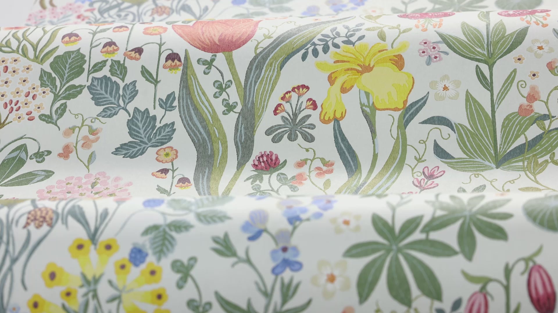 Tapeta z roślinnym motywem kwiatów BLOMSTERHAV biały z zielonym