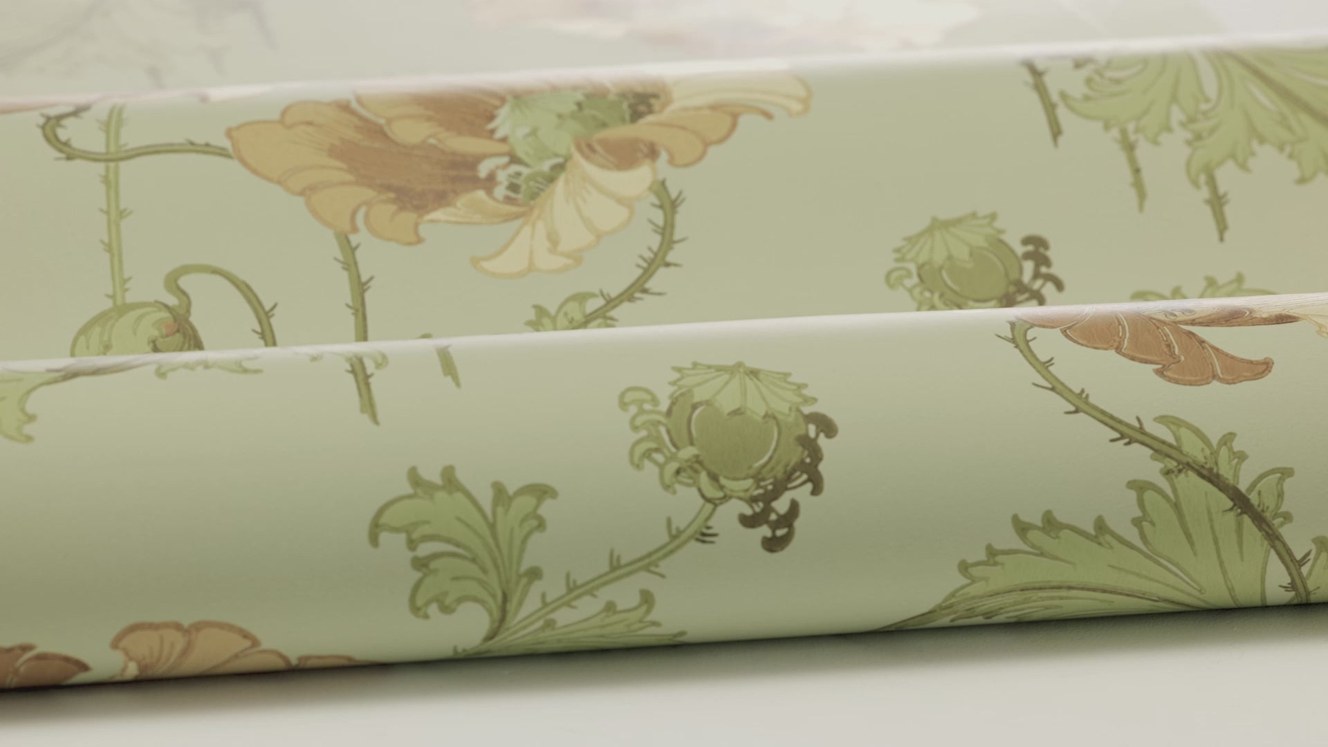 Non-woven paper wallpaper with a floral pattern VALLMO light green with yellow
