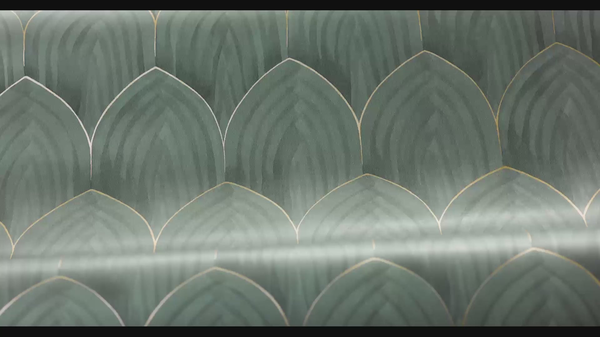 Tapeta z geometrycznym wzorem łuków GOLDEN ARCHES zielony