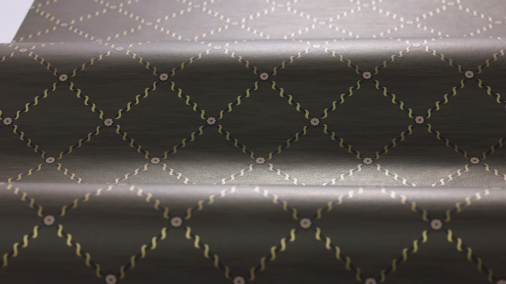Golden Trellis Geometric Wallpaper in Brown and Gold