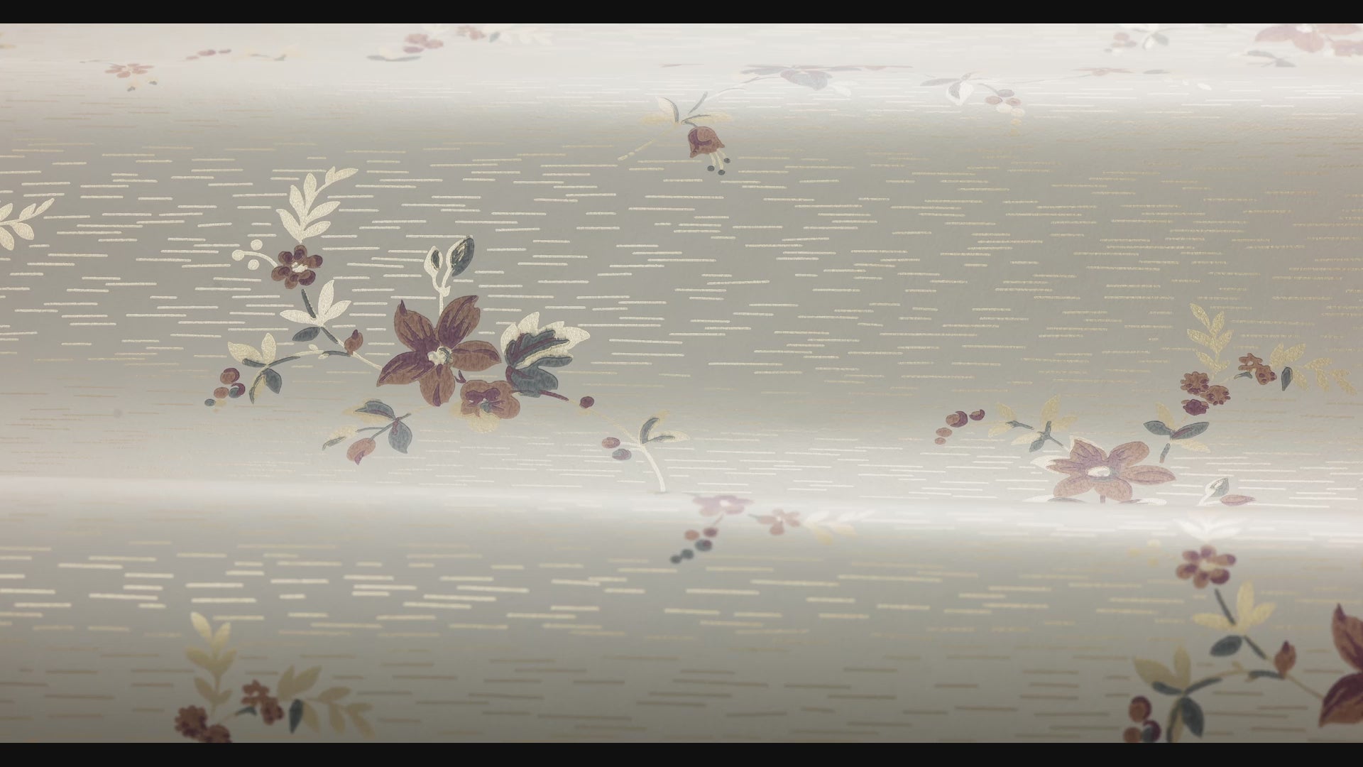 SAGA Brown Floral Pattern Wallpaper with Burgundy
