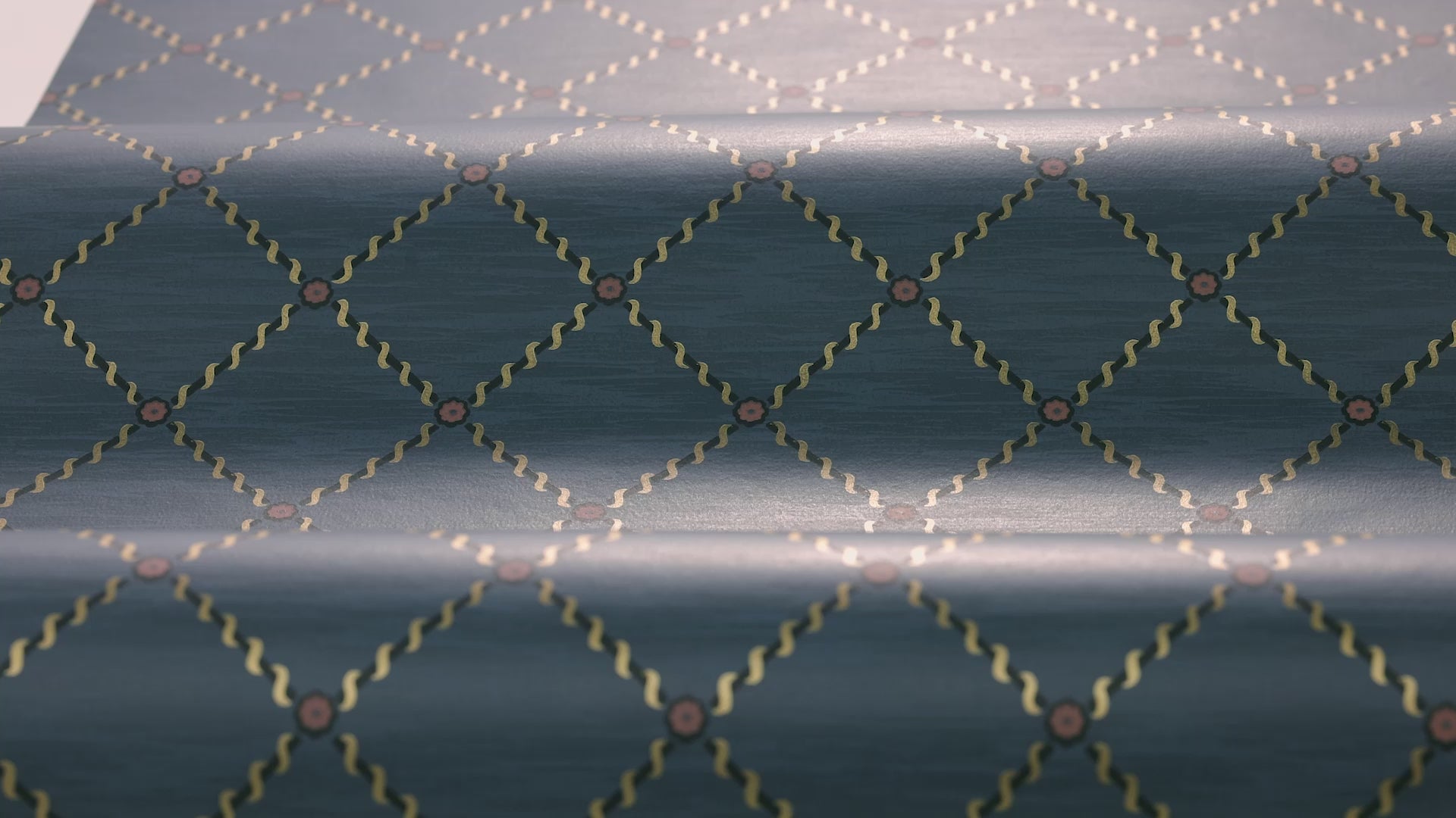 Tapete mit geometrischem Muster GOLDEN TRELLIS navyblau mit Gold