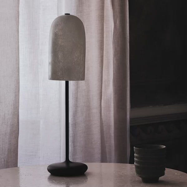Outdoor table lamp GRY white shade with black base