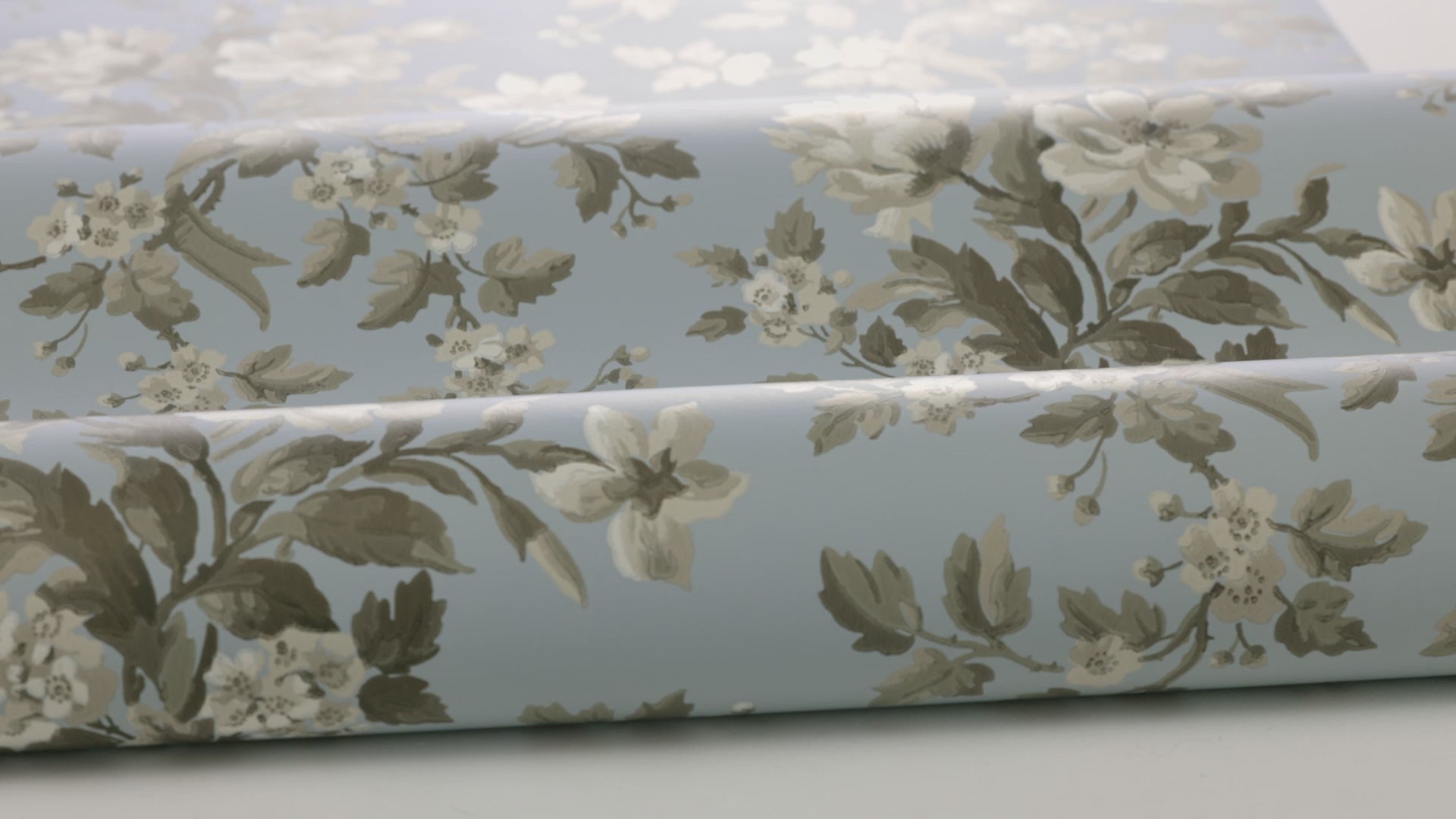 Vlies-Tapete mit pflanzlichem Muster TULLGARN blau mit grün