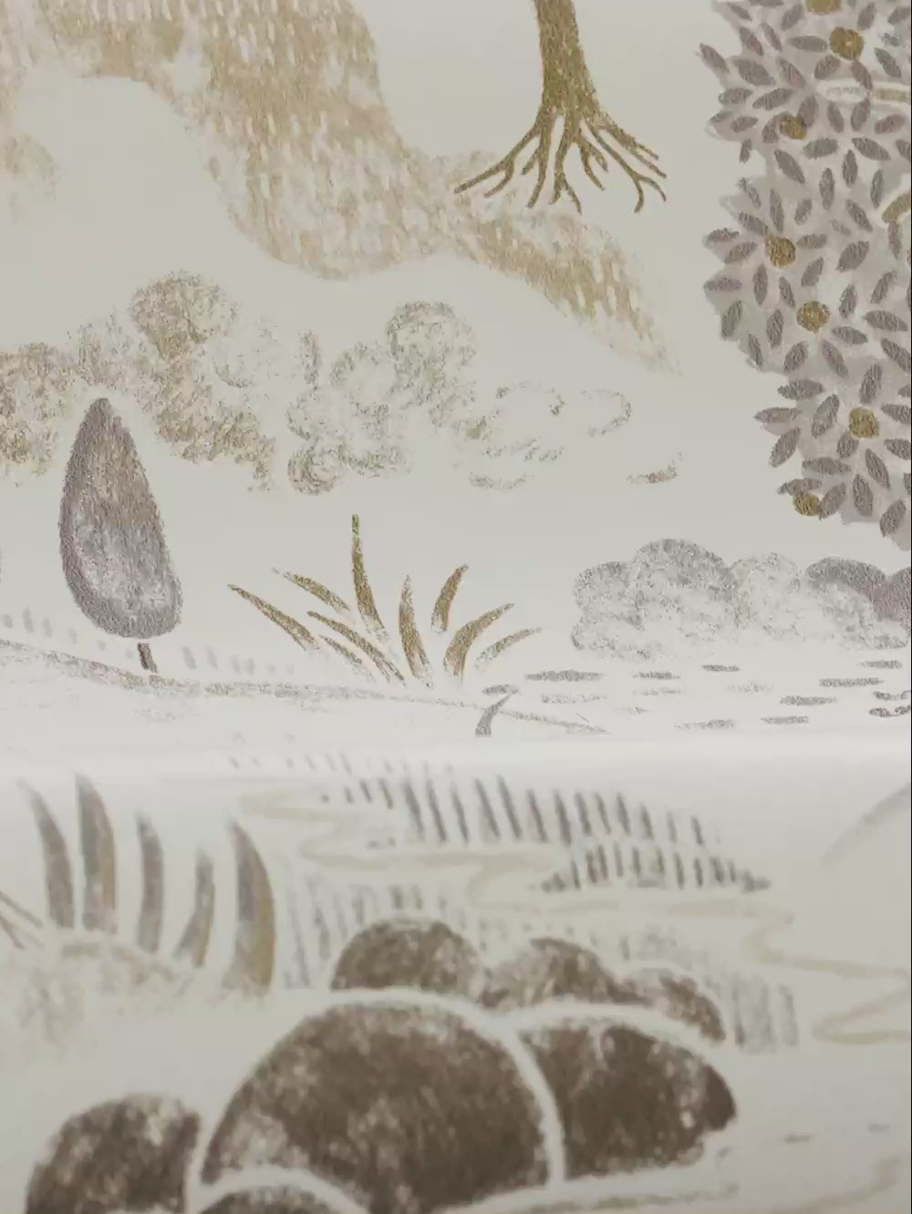 Tapete mit pflanzlichem Landschaftsmotiv DIANA beige mit Grau