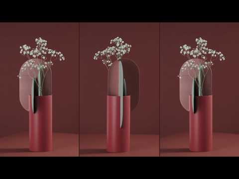 Vase EKSTER aus Ziegel mit blauen und kupfernen Akzenten