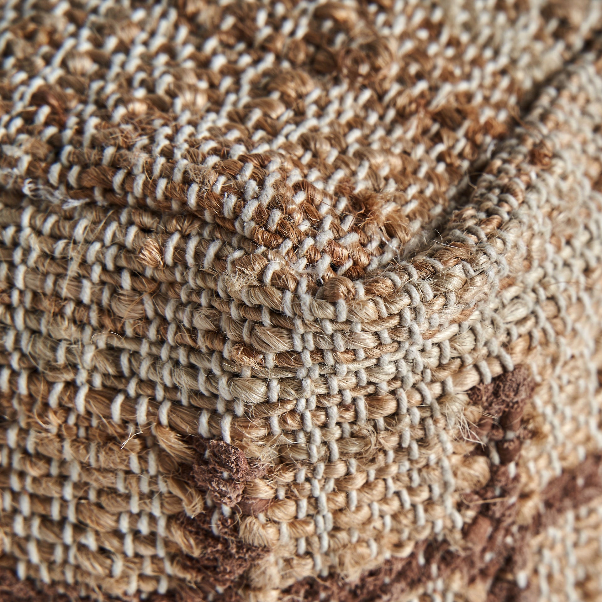 Beige Pouf MITTET with Brown