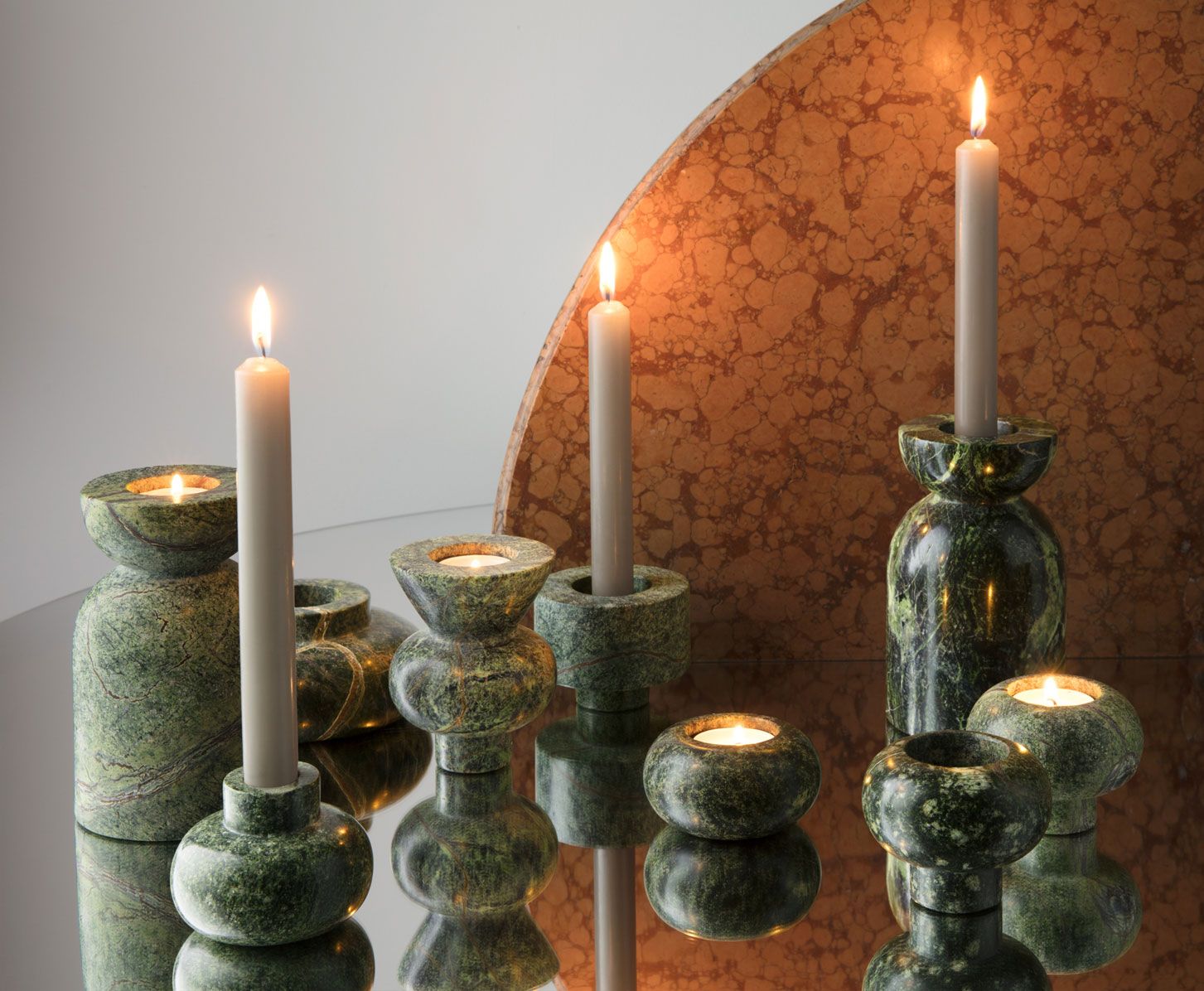 Świecznik STONE zielony marmur