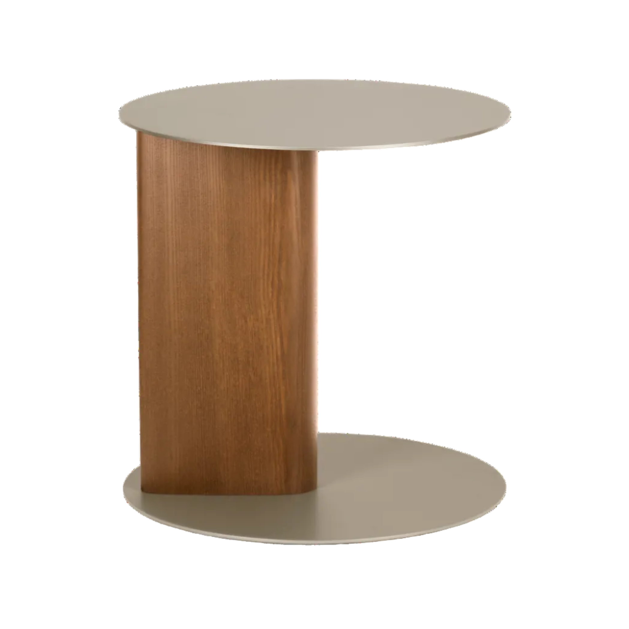 Beistelltisch SANDY mit cremefarbener Tischplatte und Nussbaumfuß