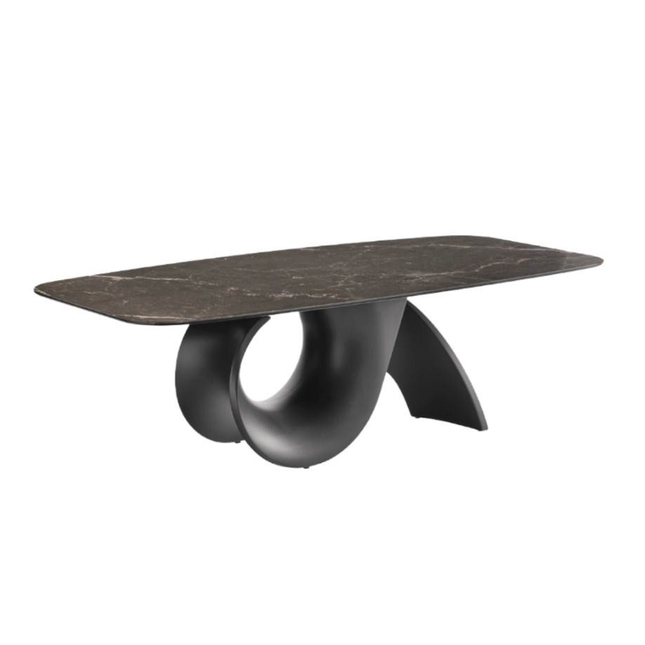 Stół SEASHELL czarny blat z grafitową podstawą